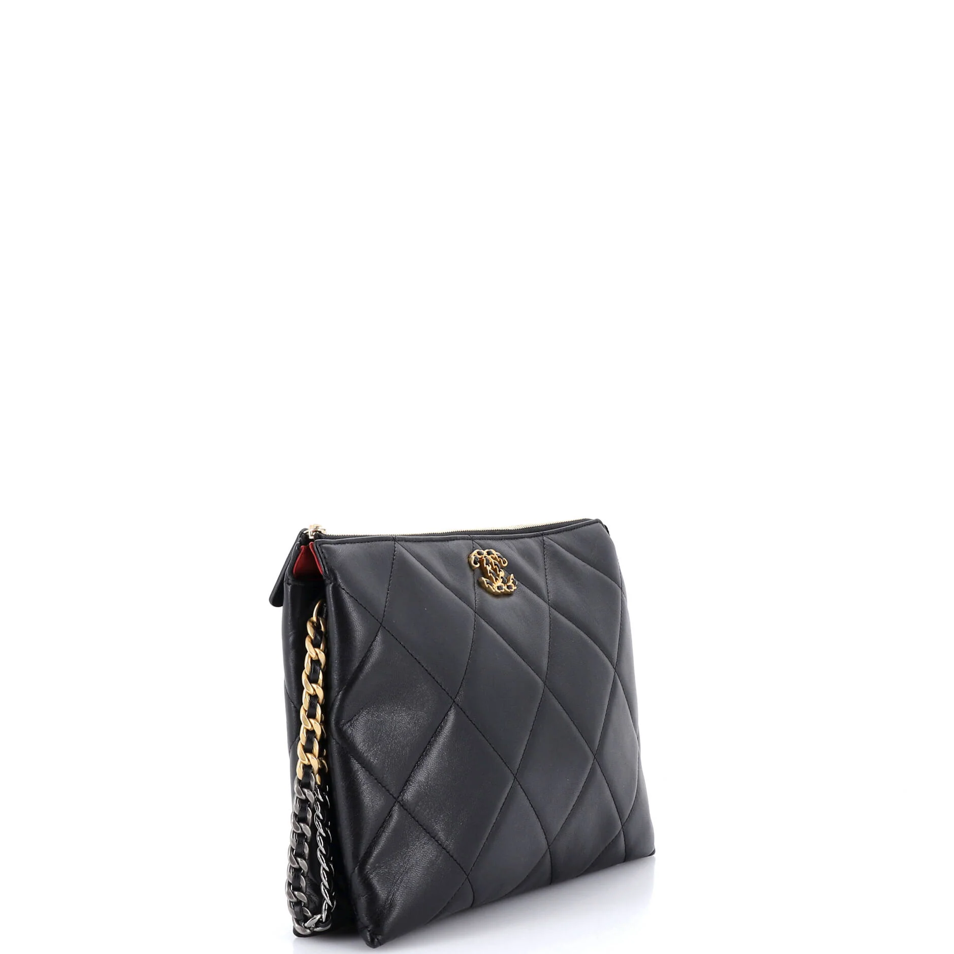 19 Wristlet Pouch with Handle Quilted Goatskin Large - Image 3