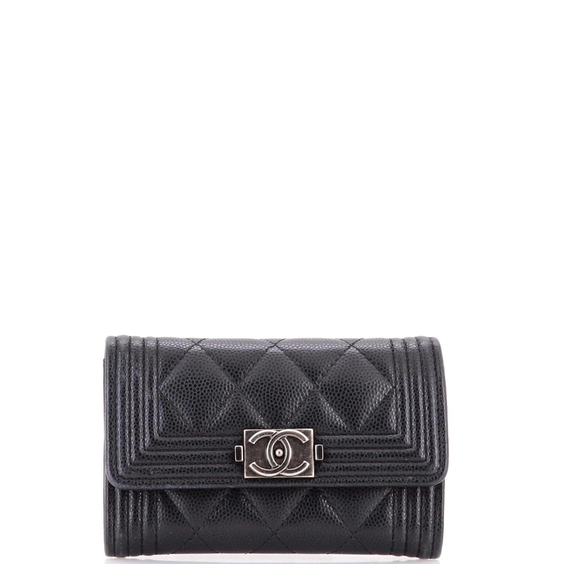 Boy Flap Card Case Quilted Caviar
