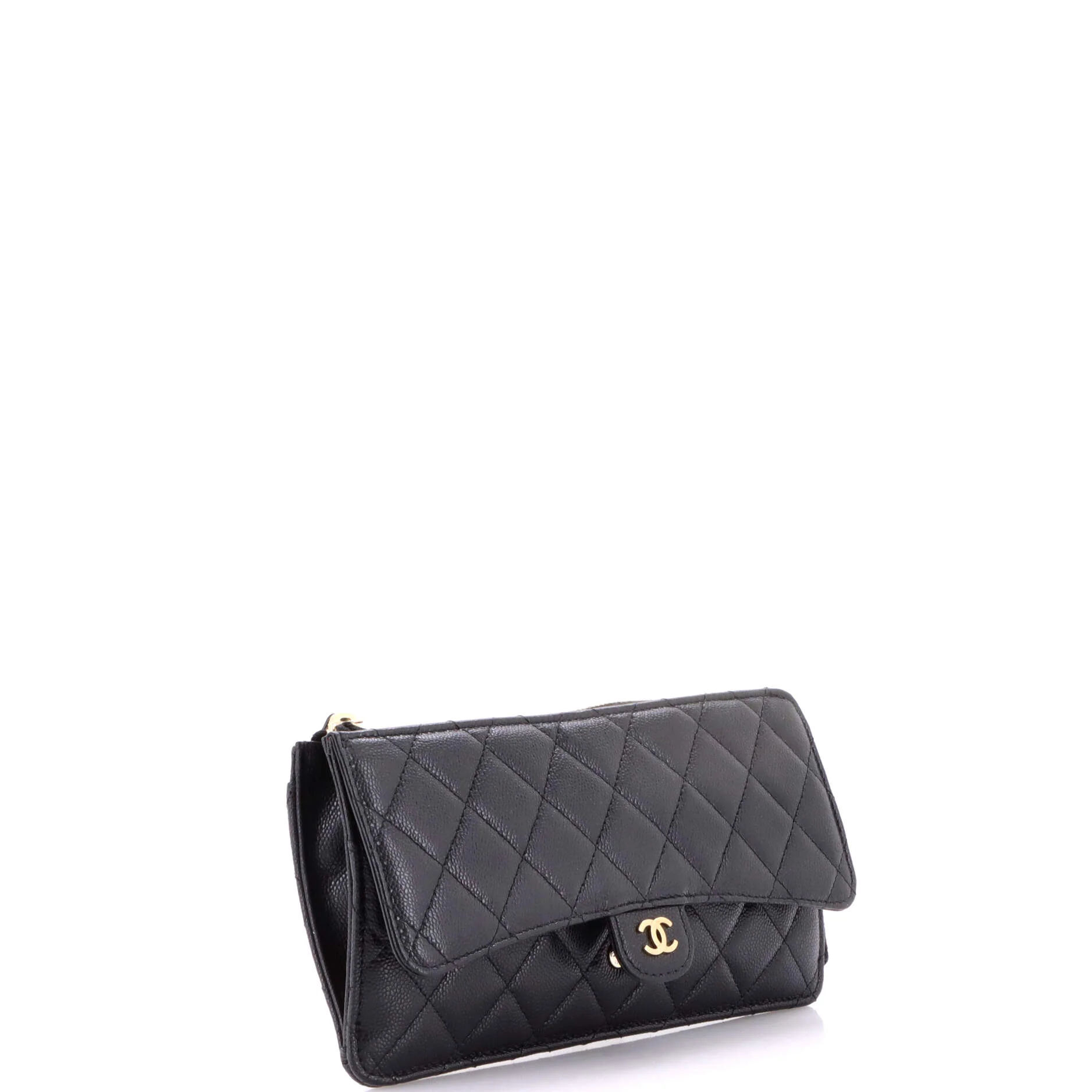 CC Classic Flap Zip Wallet Quilted Caviar Long - Image 2