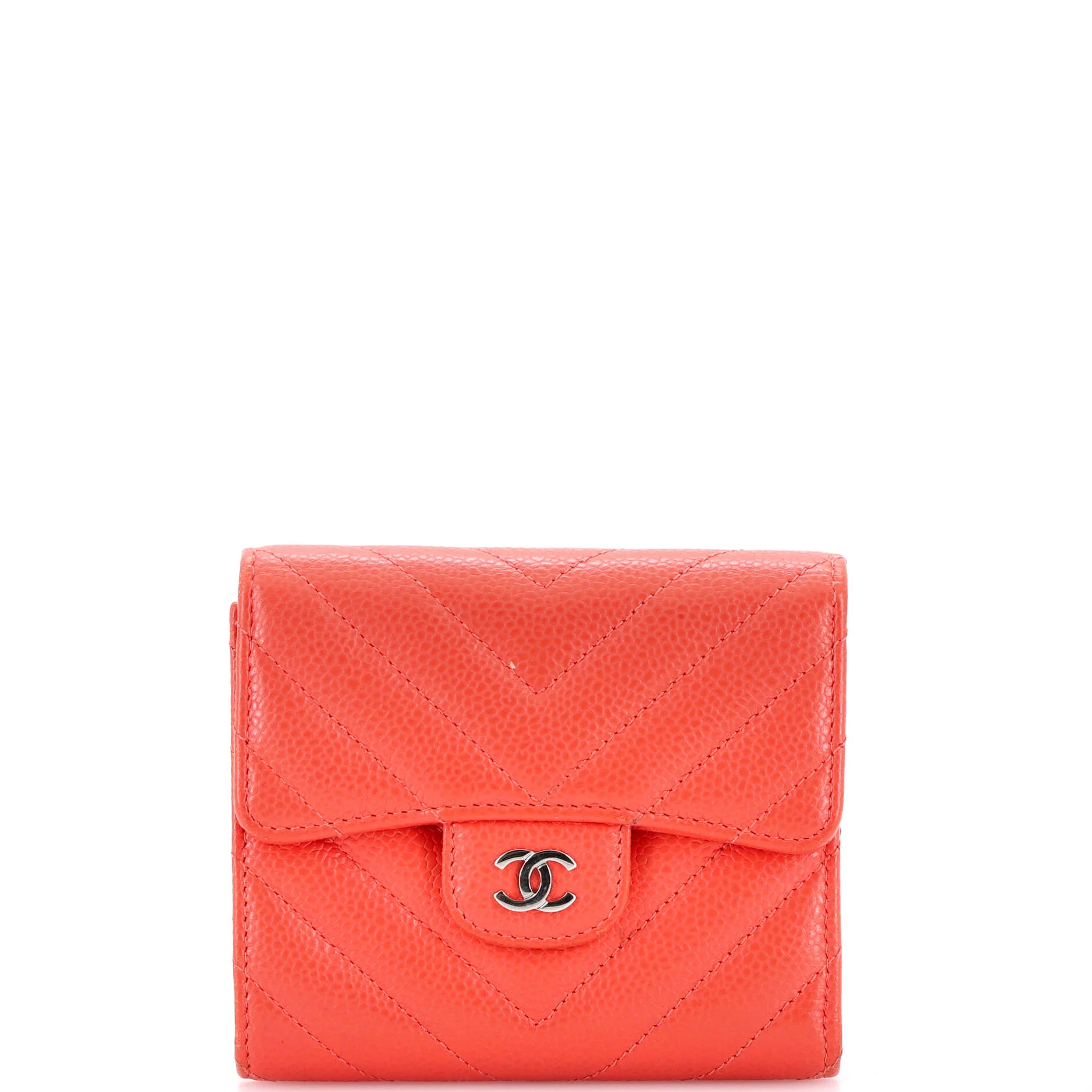 CC Compact Classic Flap Wallet Chevron Caviar