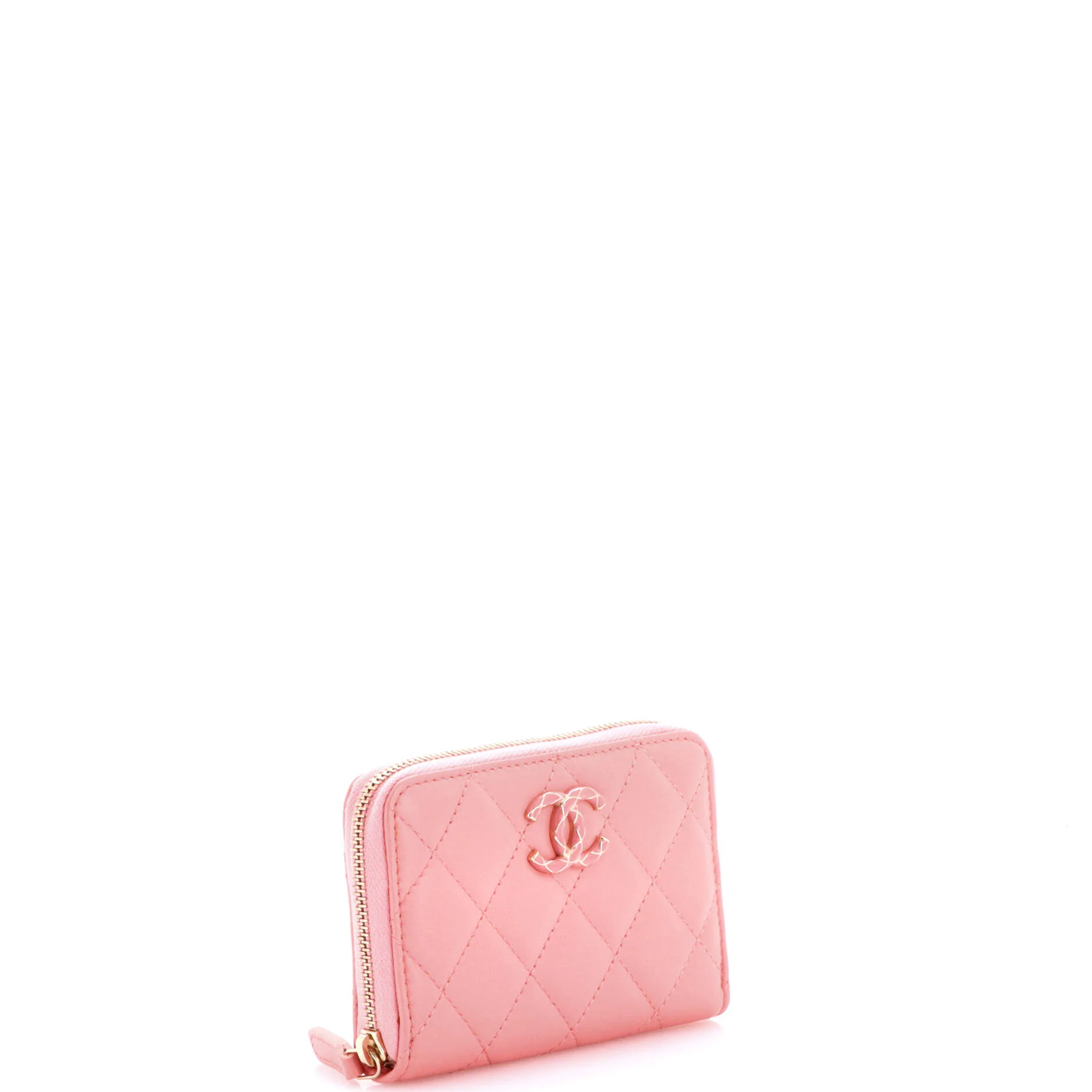 CC Enamel Zip Coin Purse Quilted Lambskin - Image 2