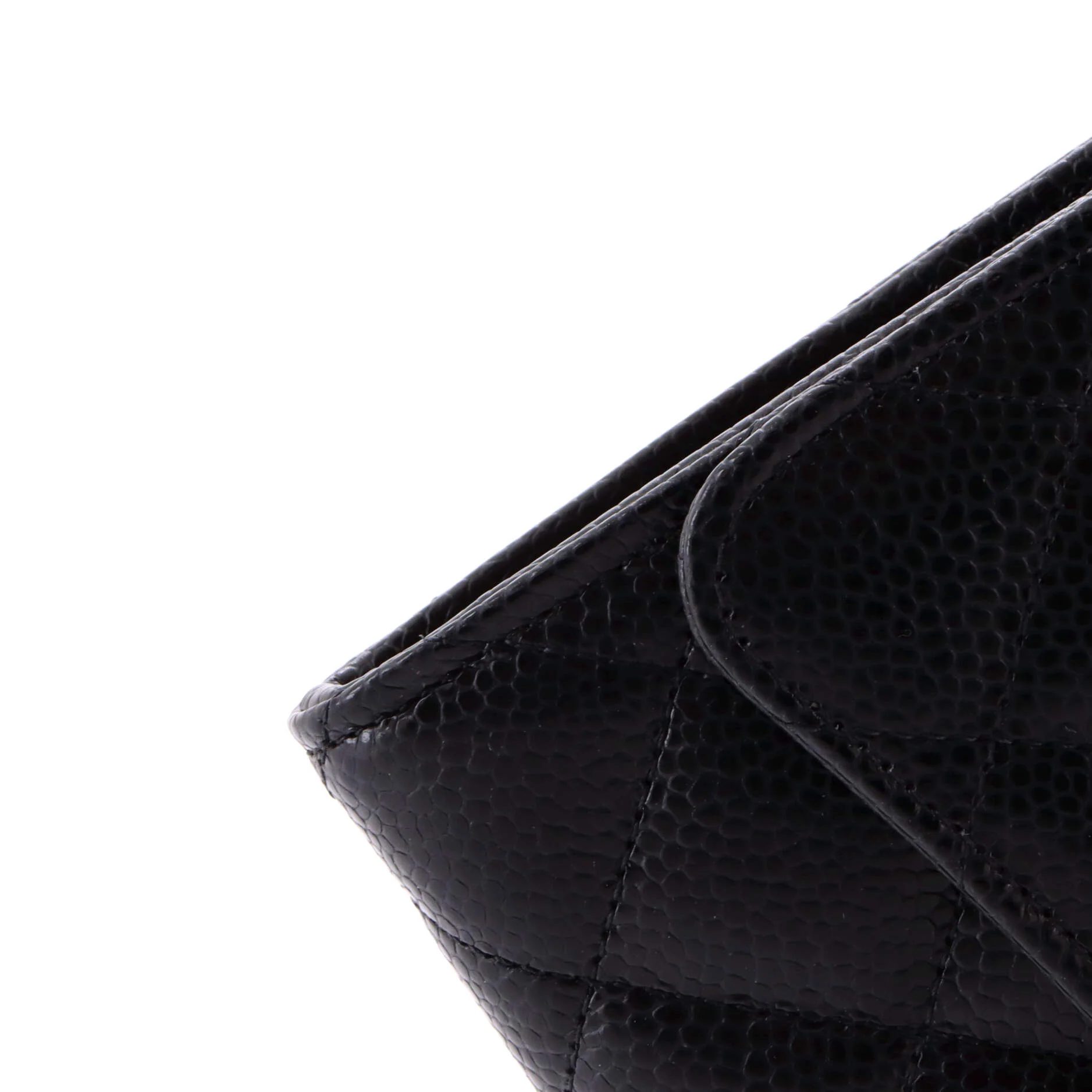 CC Gusset Classic Flap Wallet Quilted Caviar Long - Image 7