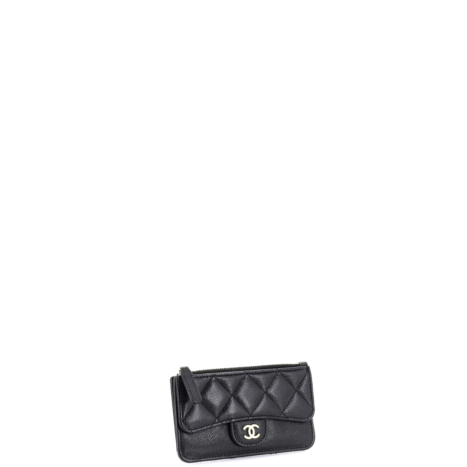 Flap Zip Card Holder Quilted Caviar - Image 2