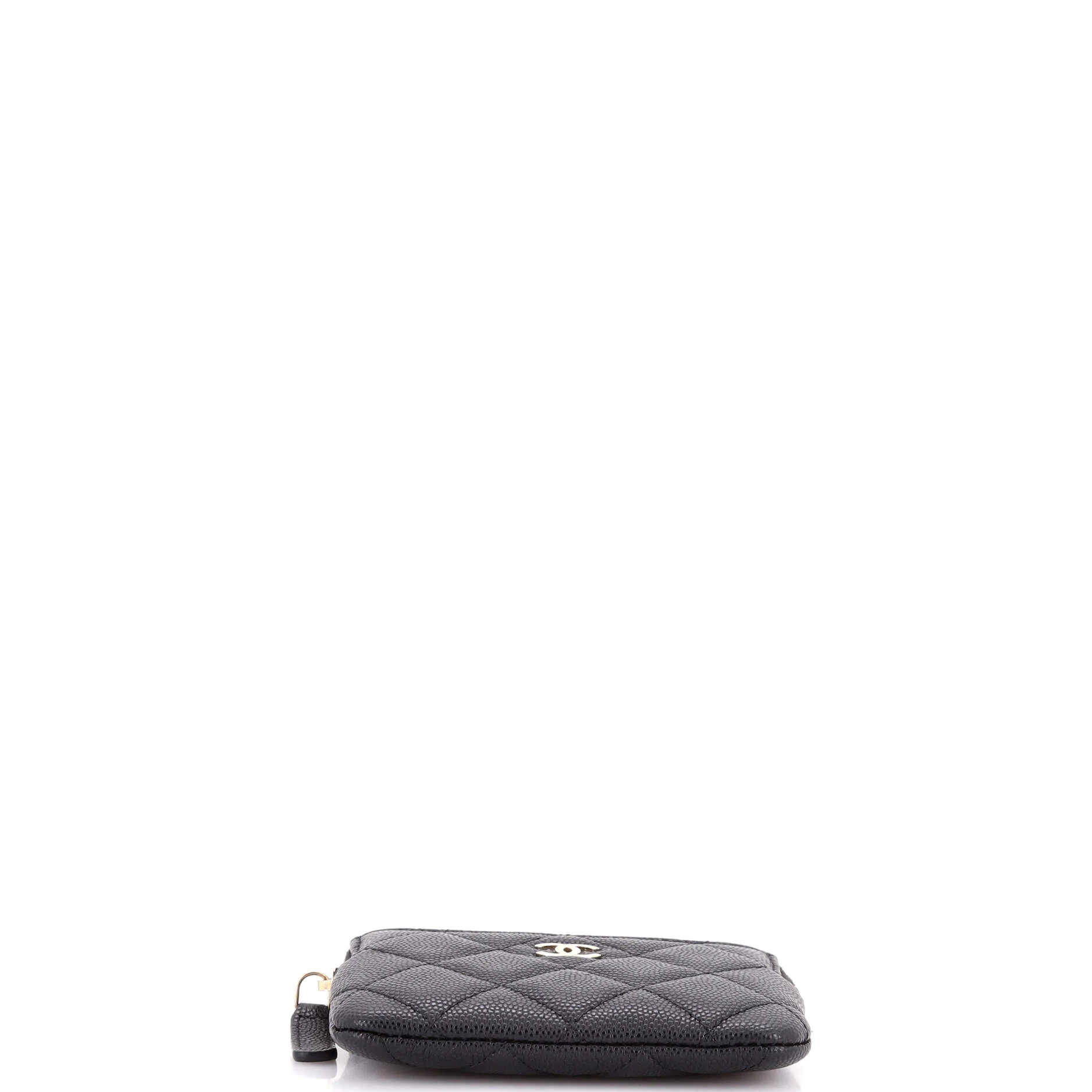 Square Zip Around Card Holder Wallet Quilted Caviar - Image 4