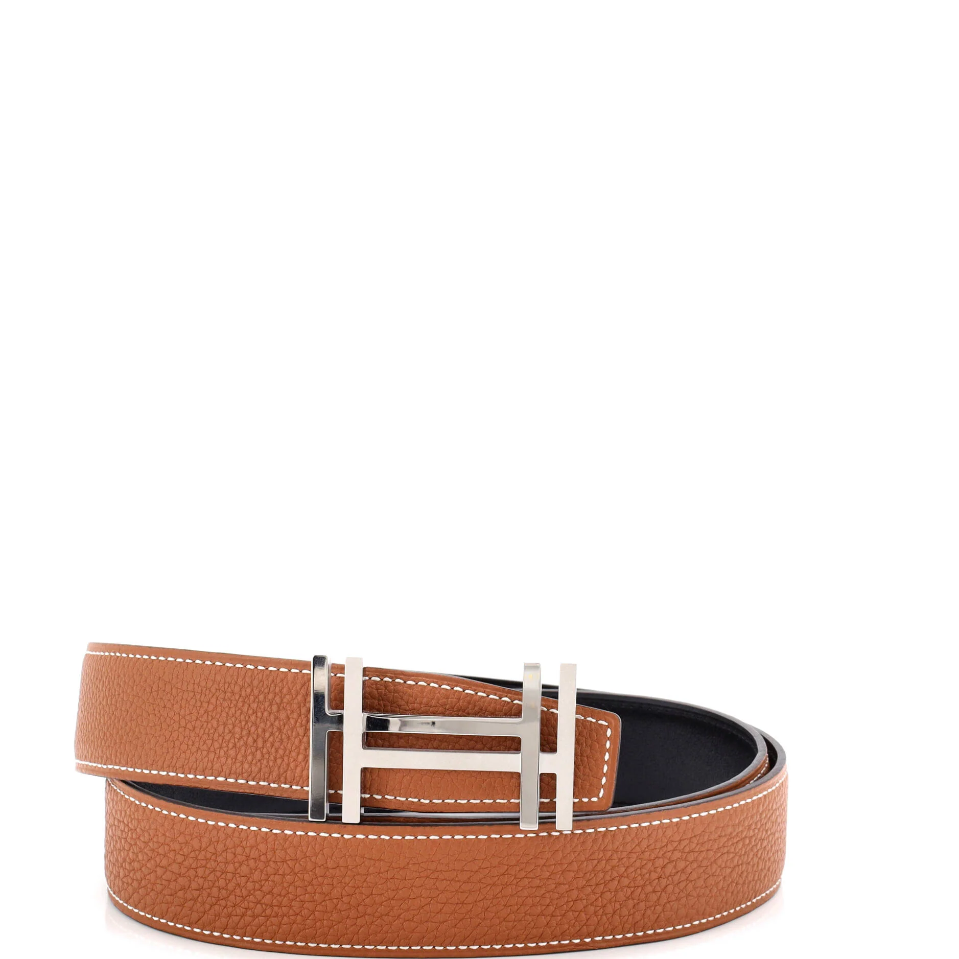 H Au Carre Reversible Belt Leather Medium 105