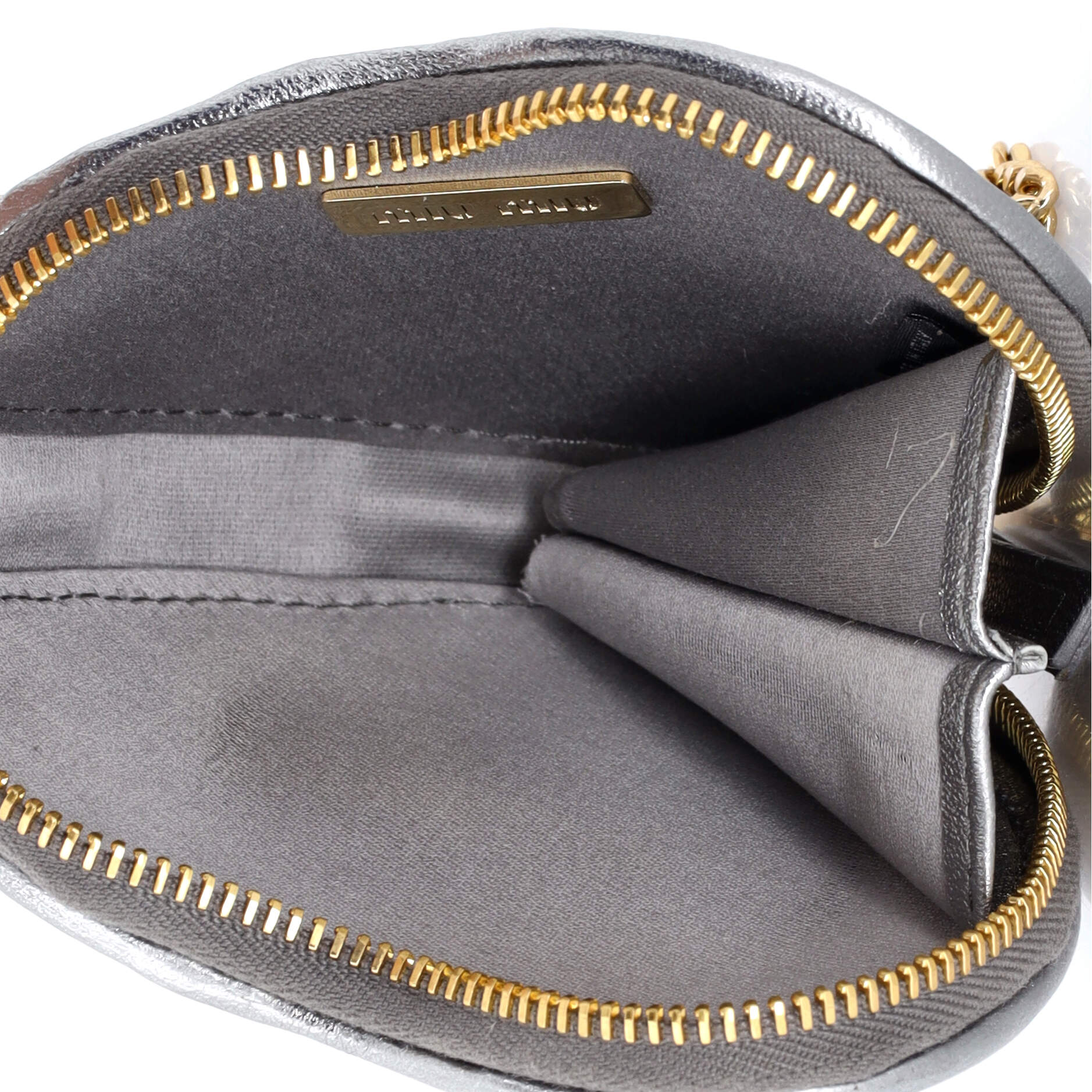 Heart Chain Coin Purse Matelasse Leather - Image 5