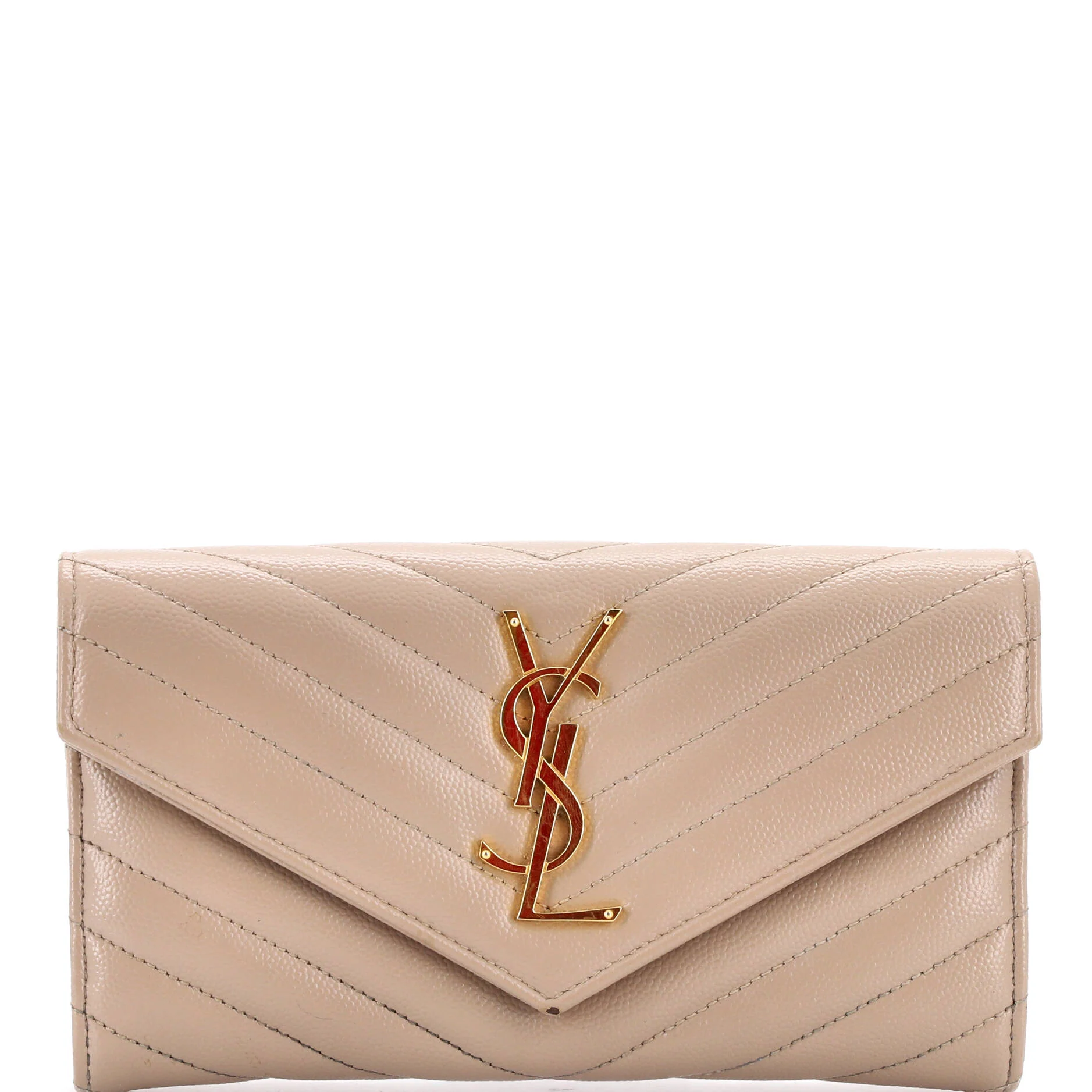 Classic Monogram Flap Wallet Matelasse Chevron Leather Large