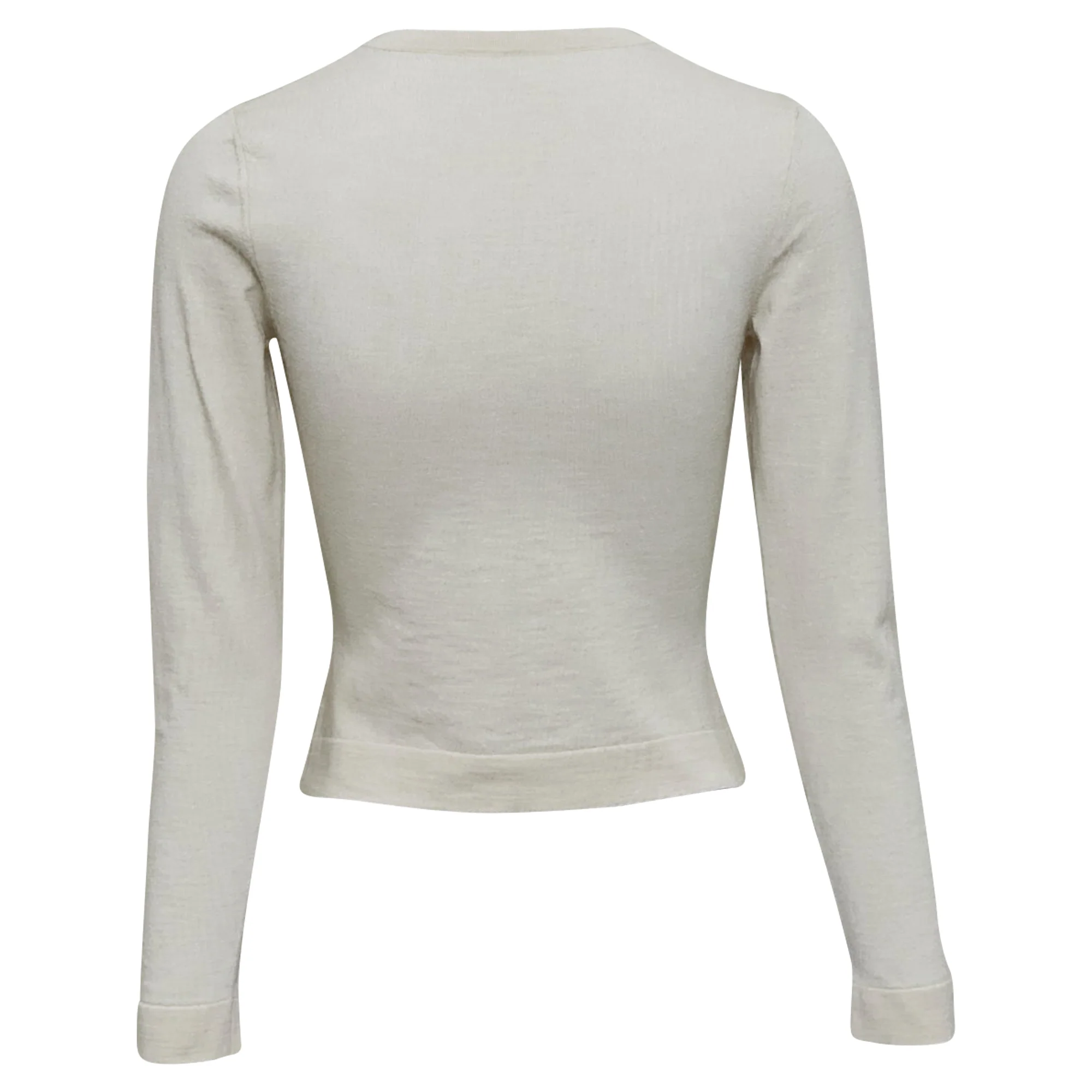 Women's ALAIA beige virgin wool blend mini buttons classic cropped cardigan FR36 S - Image 6
