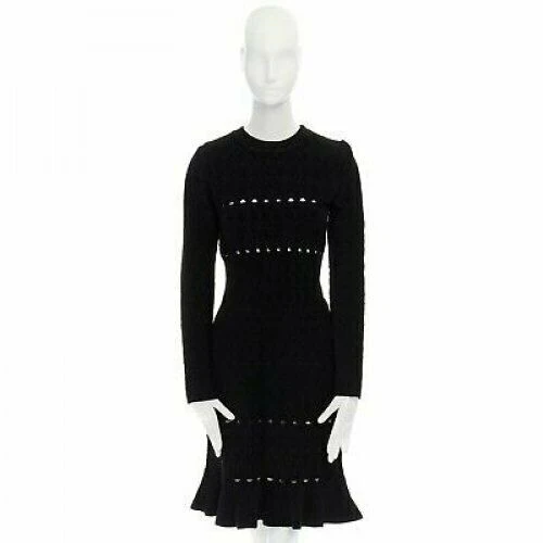 Women's Alaia chenille cutout fluted hem bodycon dress - Image 7