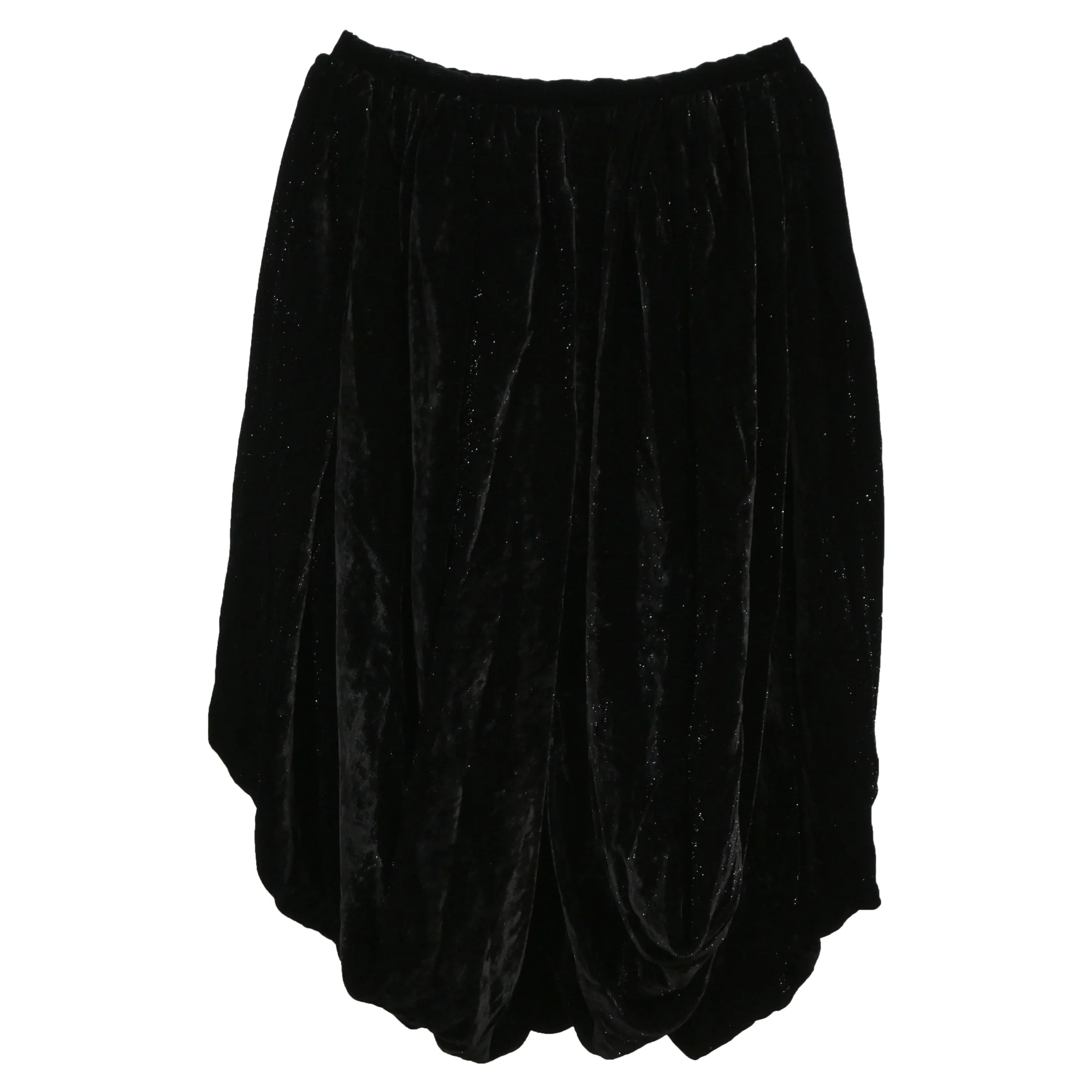 Women's Alaïa Mini Asymmetrical Glittered Balloon Skirt in Black Velvet