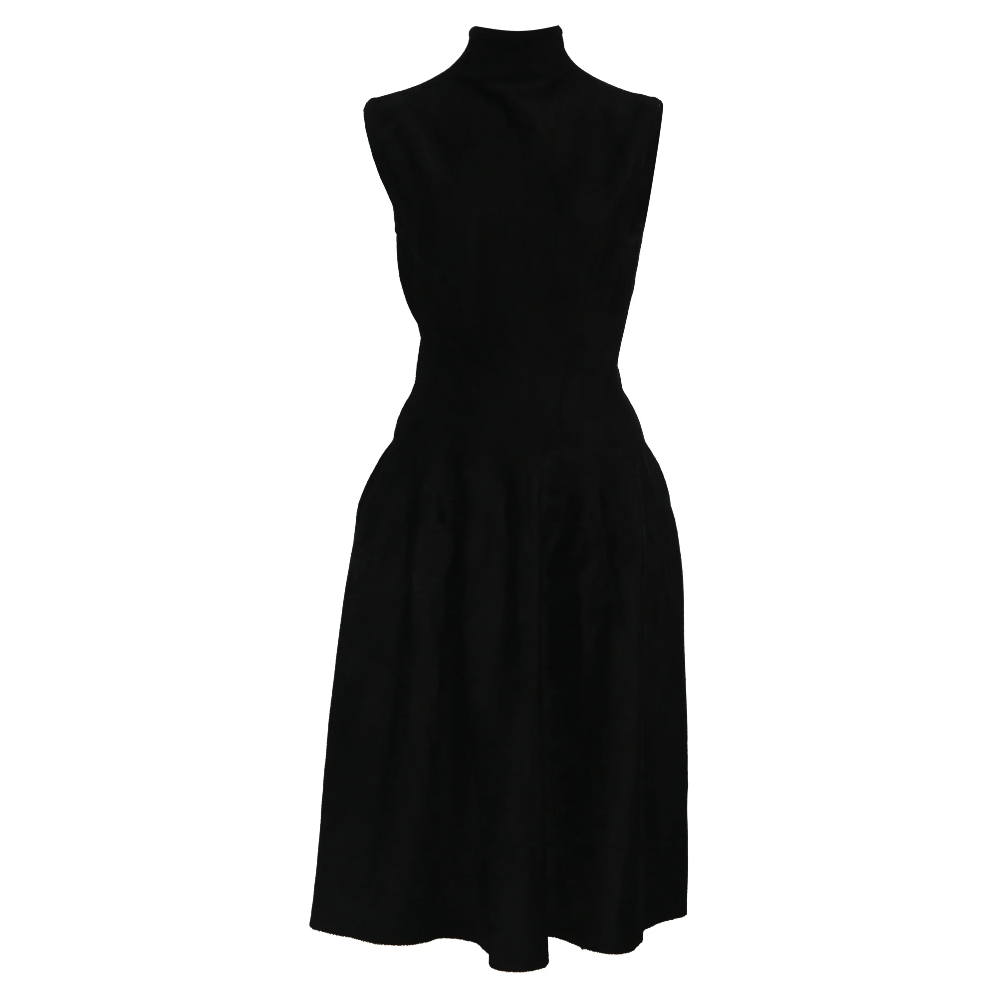 Women's Alaïa Mock Neck Velvet Midi Dress in Black Viscose