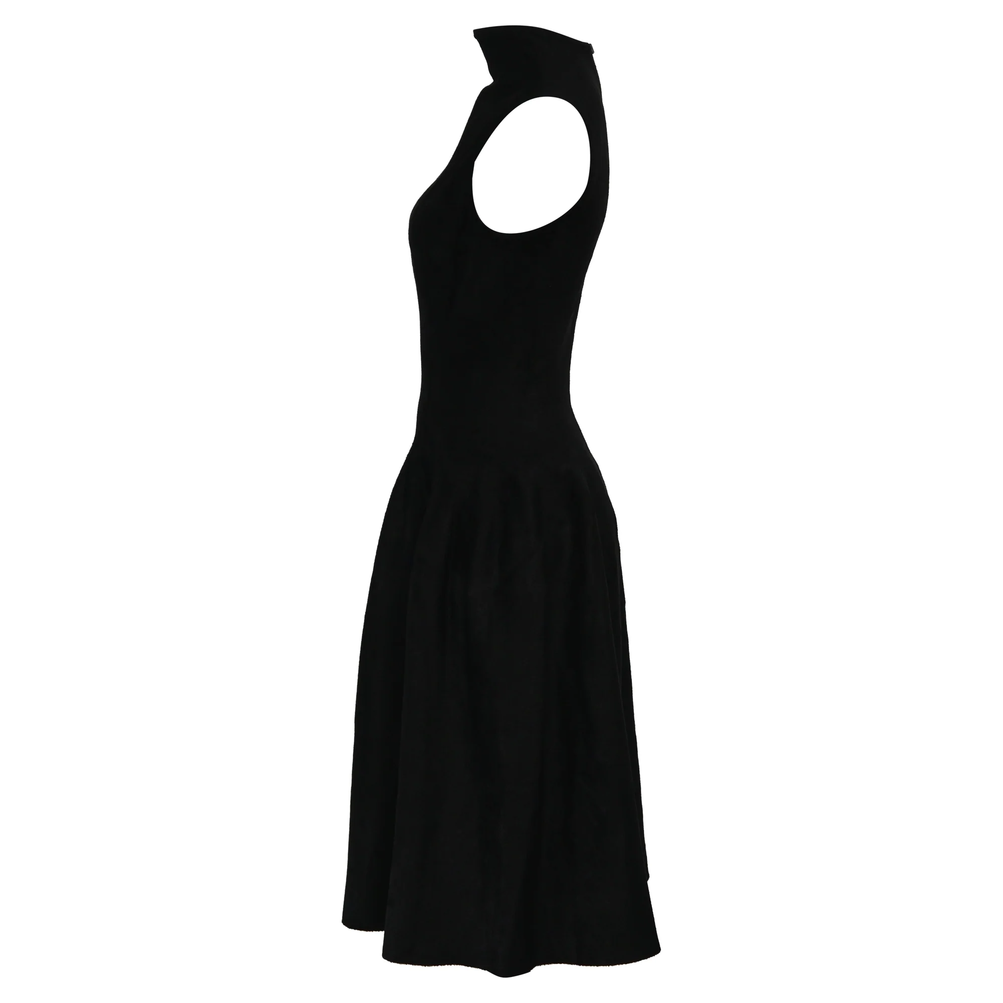 Women's Alaïa Mock Neck Velvet Midi Dress in Black Viscose - Image 2