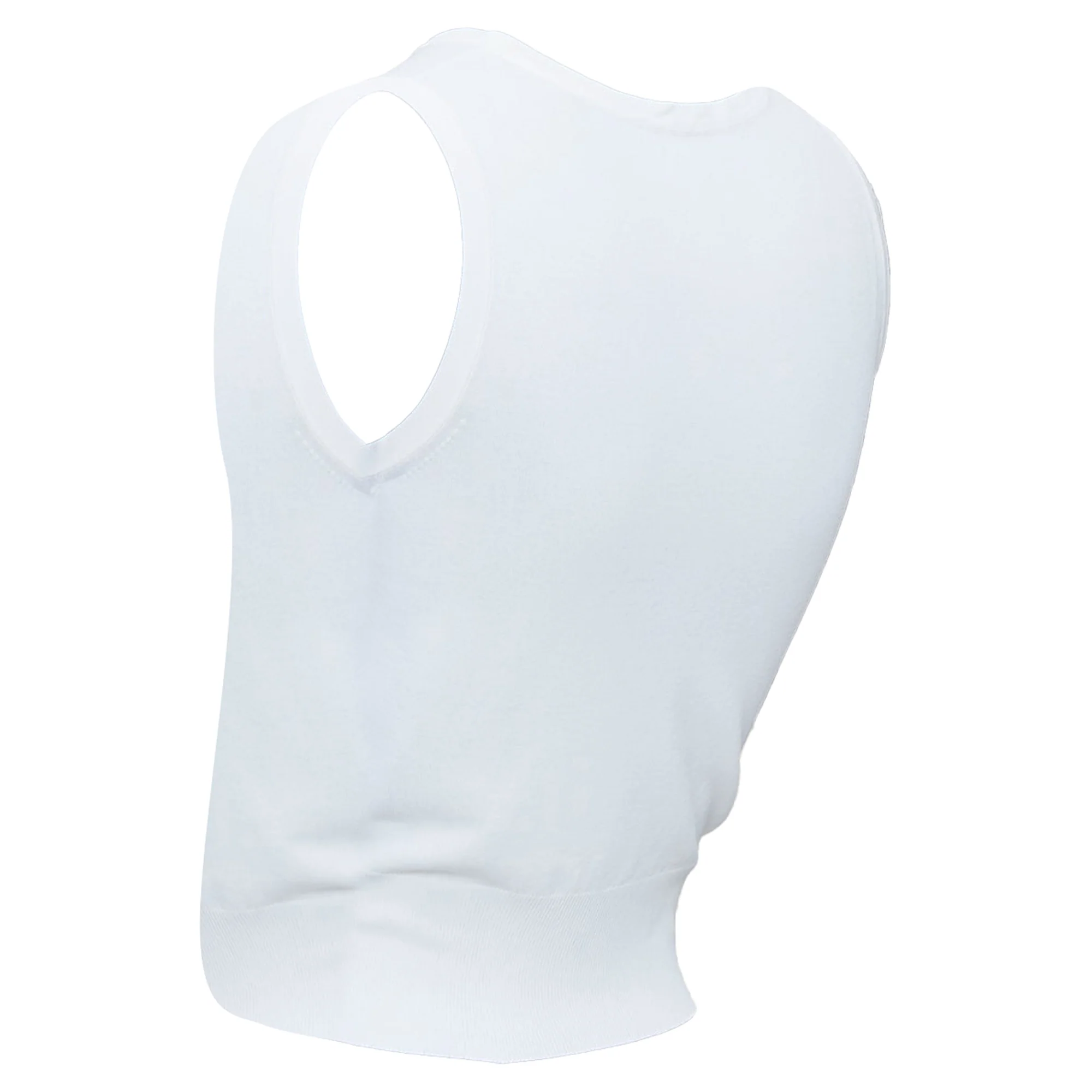 Women's ALAIA white viscose blend sleeveless round neck ribbed hem crop vest FR36 S - Image 6