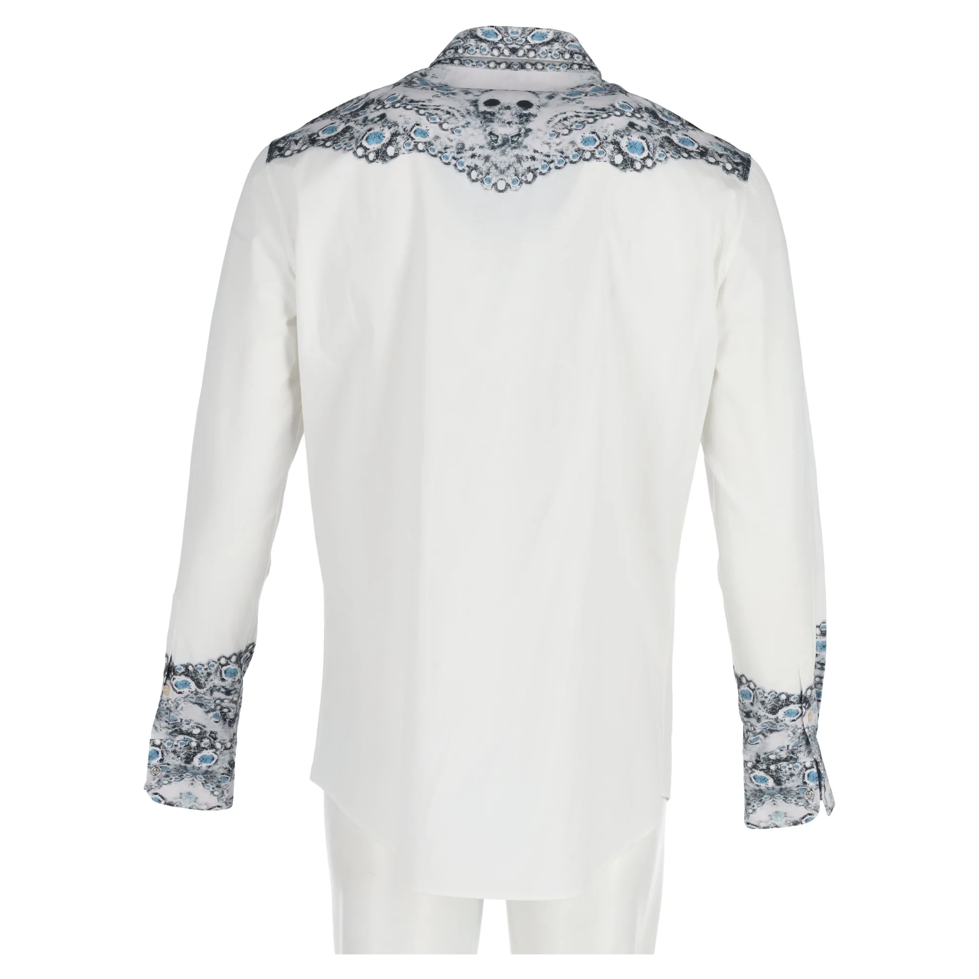 Men's Alexander McQueen Skull Print Button Down Shirt in White Cotton - Image 6
