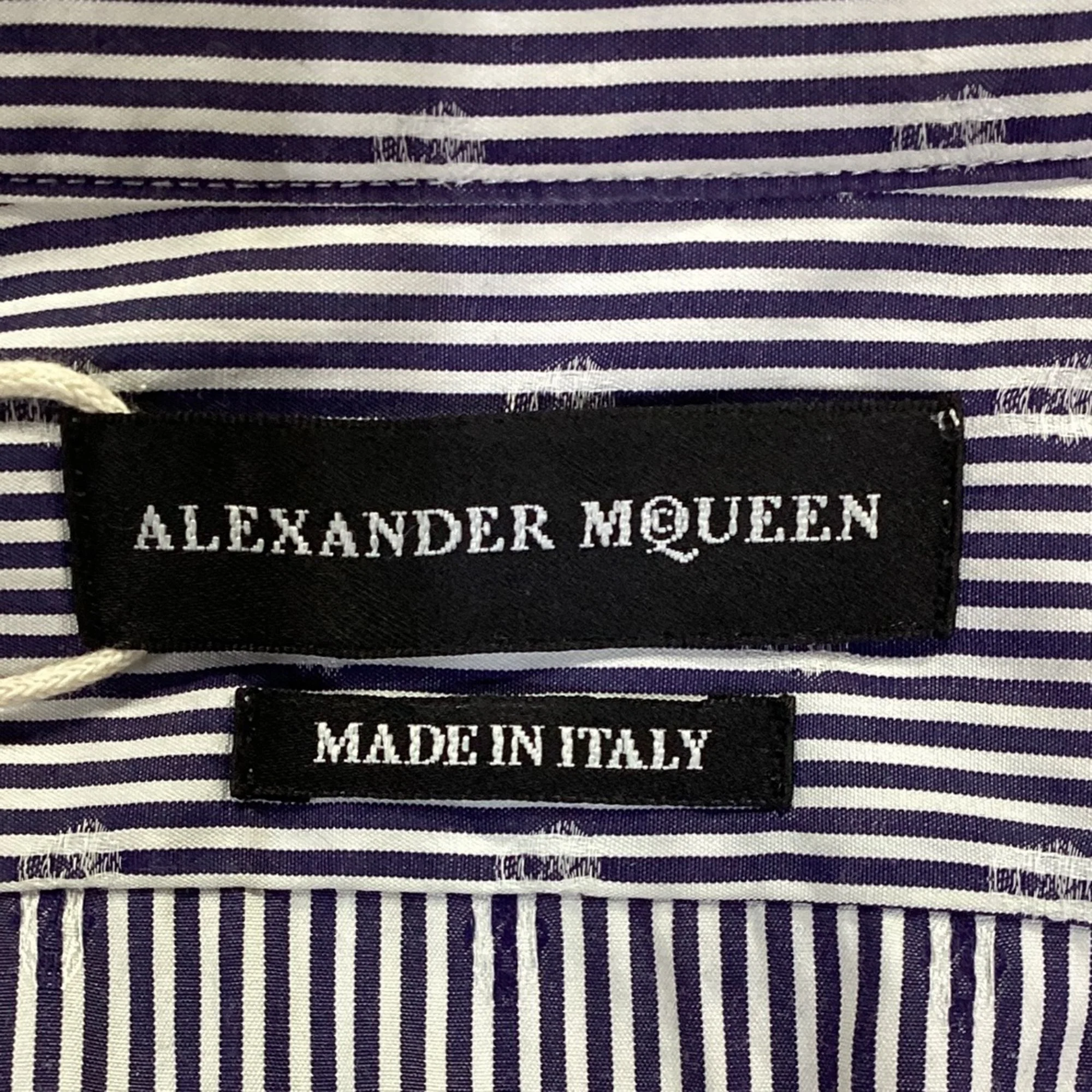 Men's Alexander Mcqueen Stripe and Skull Print Long Sleeve Shirt in Blue Cotton - Image 5