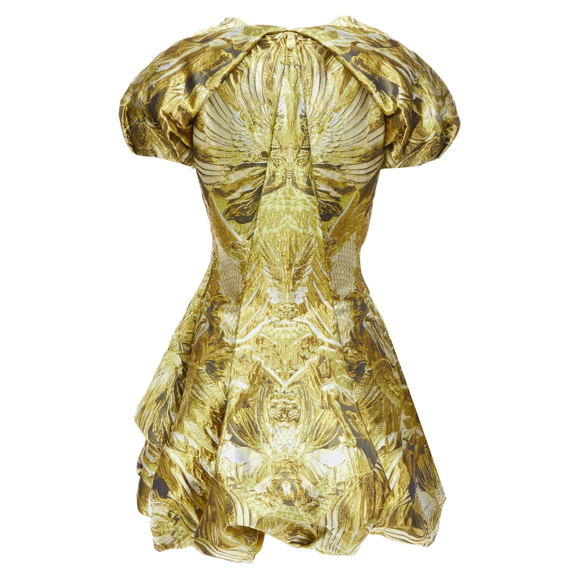 Women's Alexander McQueen angels demons gold medieval jacquard dress - Image 4