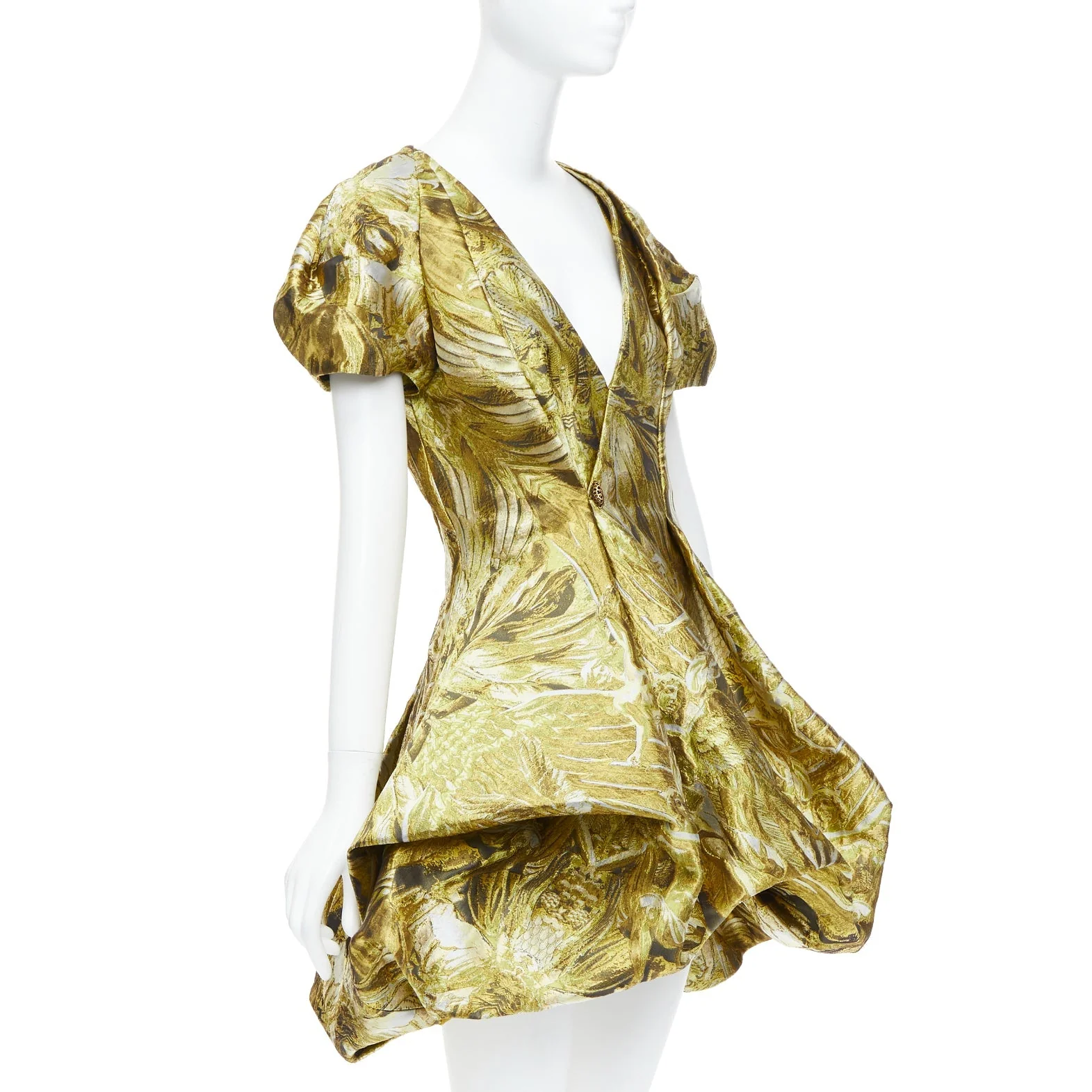 Women's Alexander McQueen angels demons gold medieval jacquard dress - Image 8