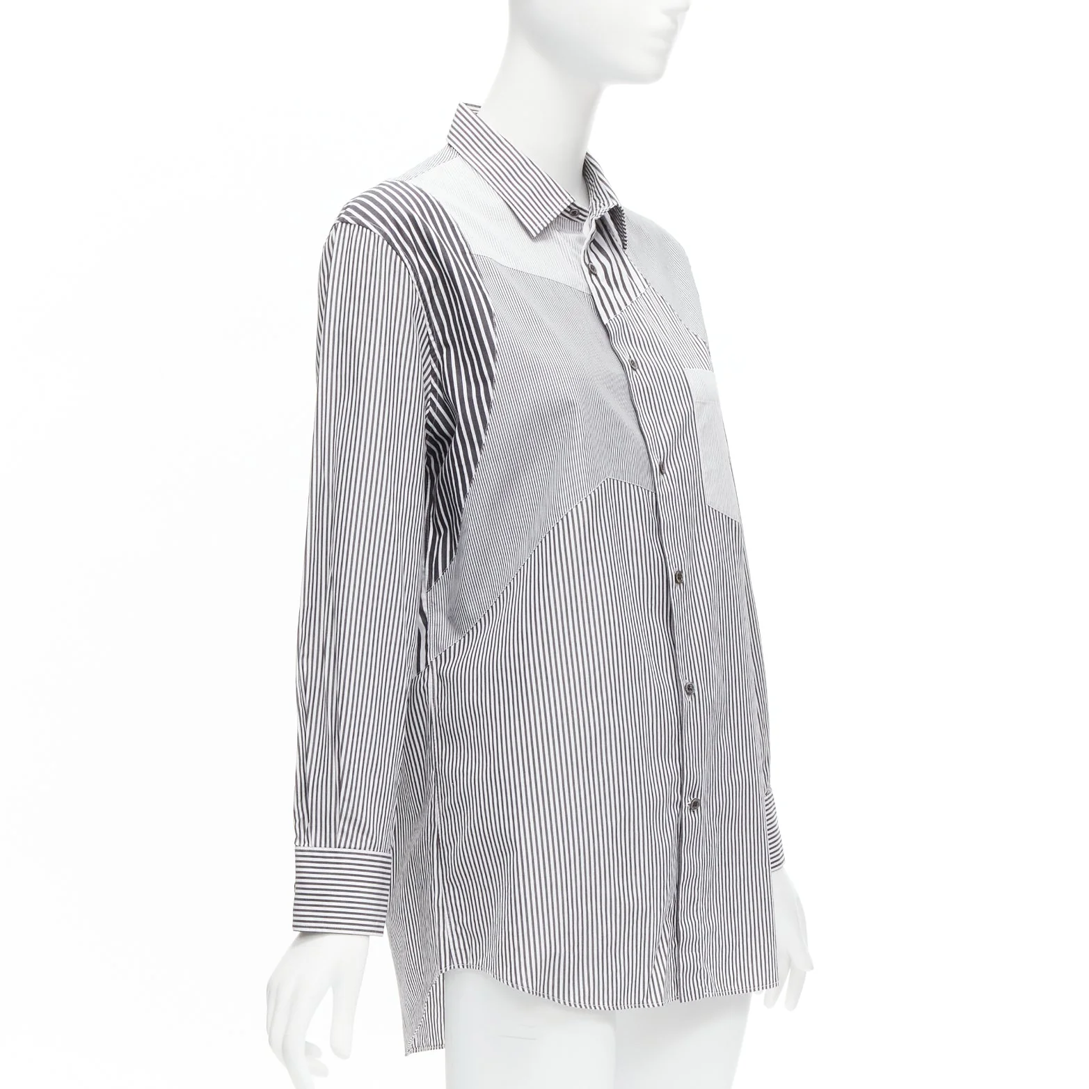 Women's Alexander McQueen cotton mixed stripes patchwork shirt - Image 9