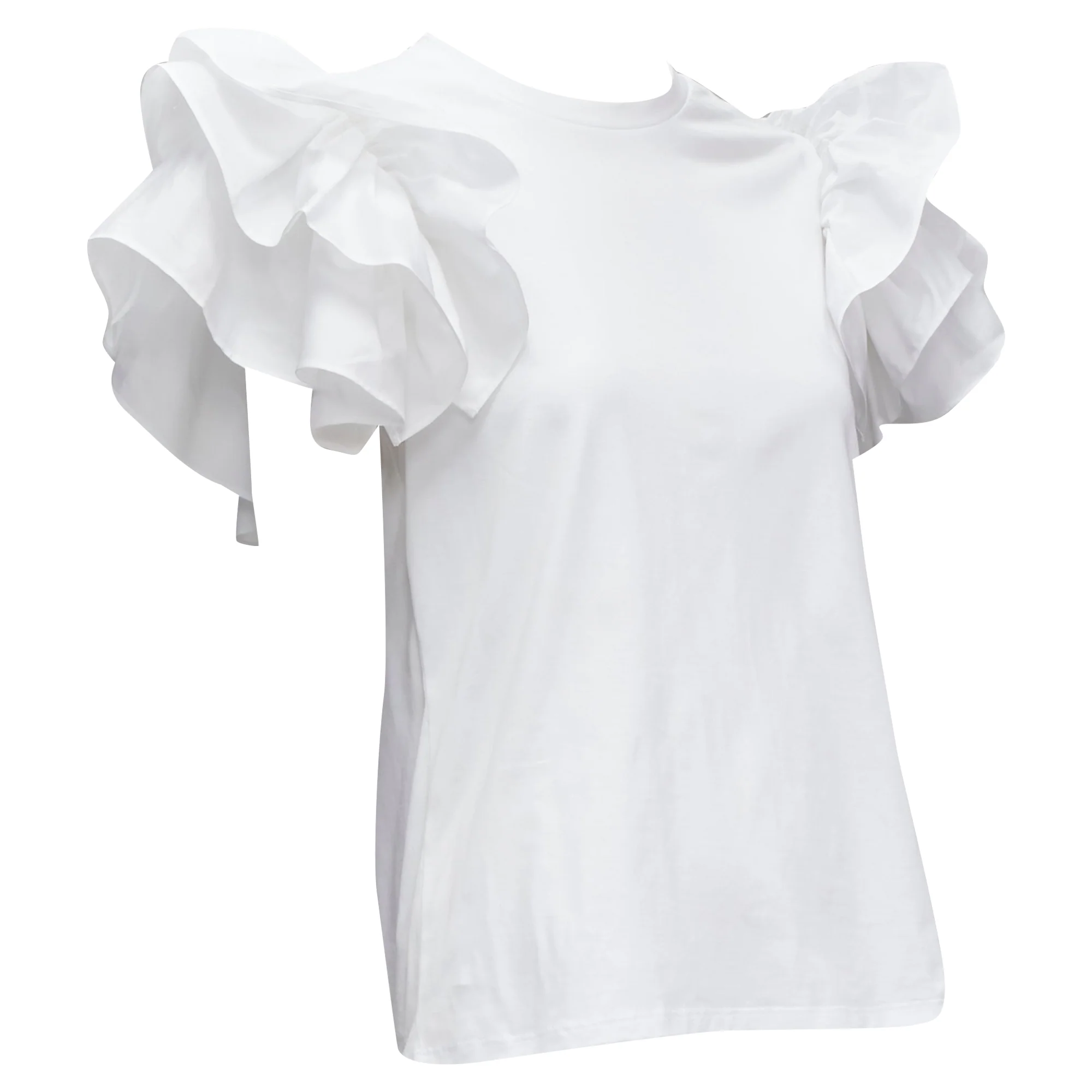 Women's Alexander McQueen cotton ruffle sleeve crew neck t-shirt - Image 3