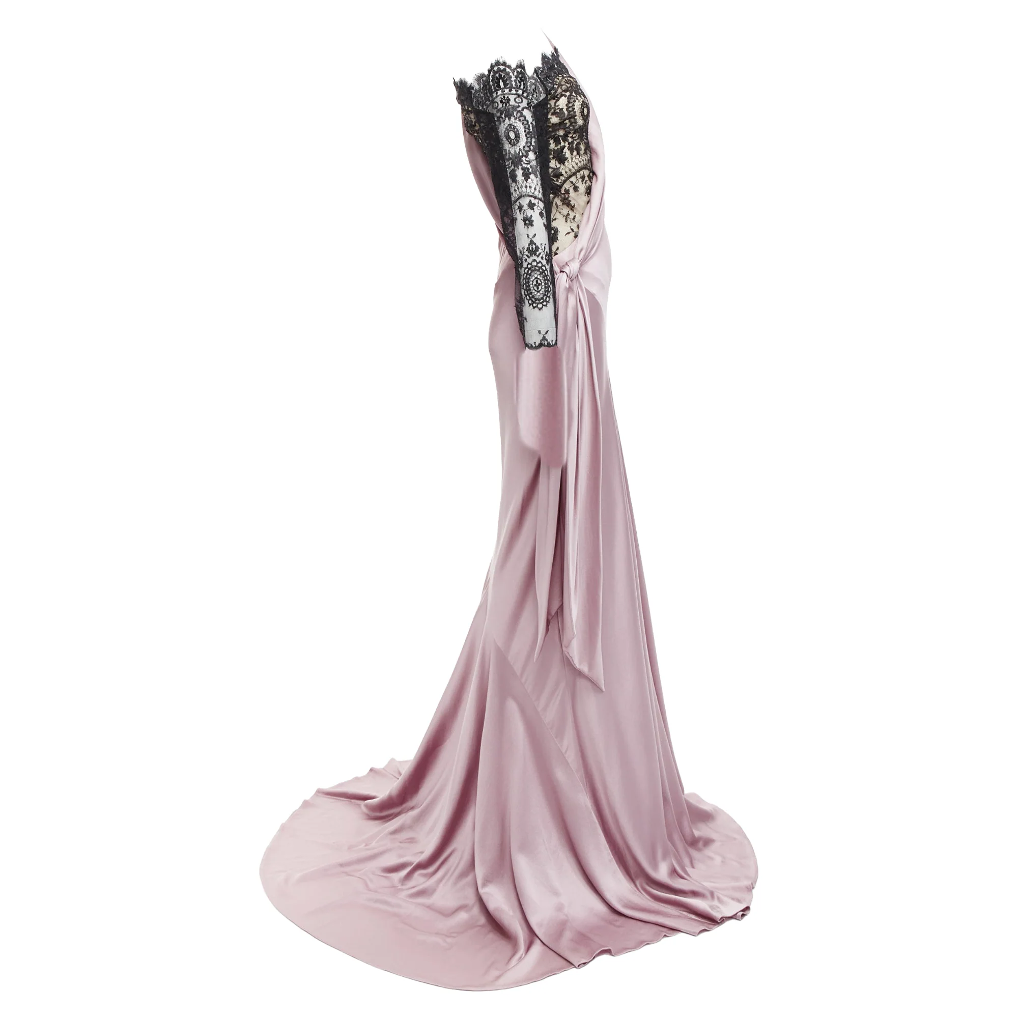 Women's Alexander McQueen lace one shoulder bias gown dress - Image 5