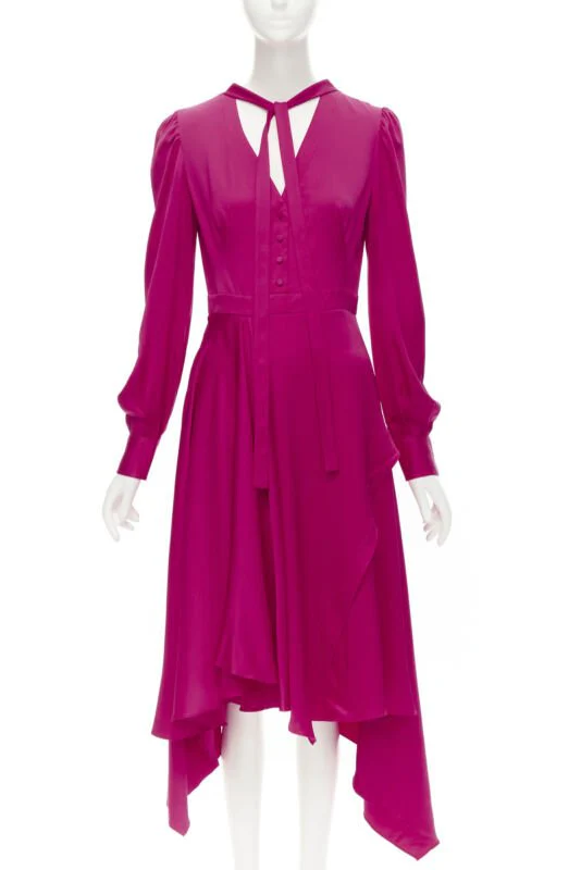 Women's Alexander McQueen silk puff sleeves psy bow draped skirt dress - Image 7
