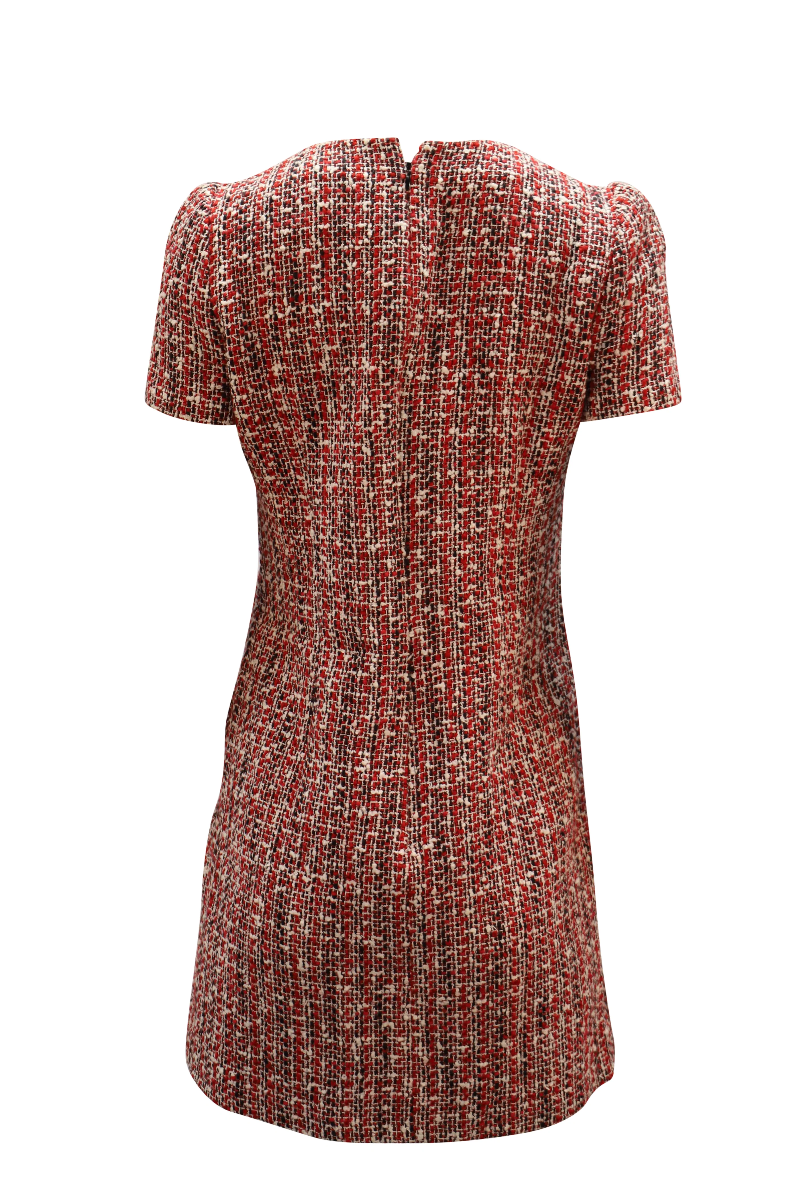 Women's Alexander McQueen Tweed Shift Dress in Red Cotton - Image 2
