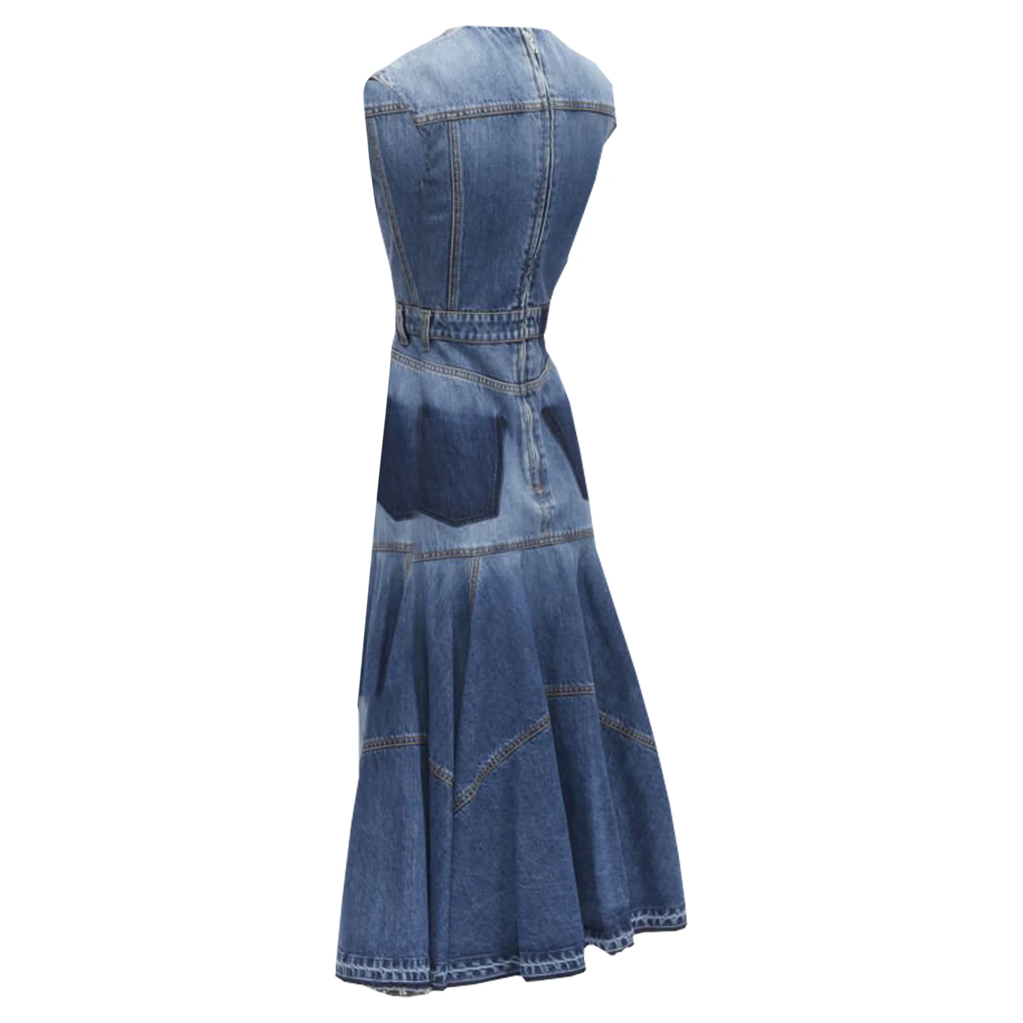 Women's Alexander McQueen washed denim shadow bodice midi dress - Image 6