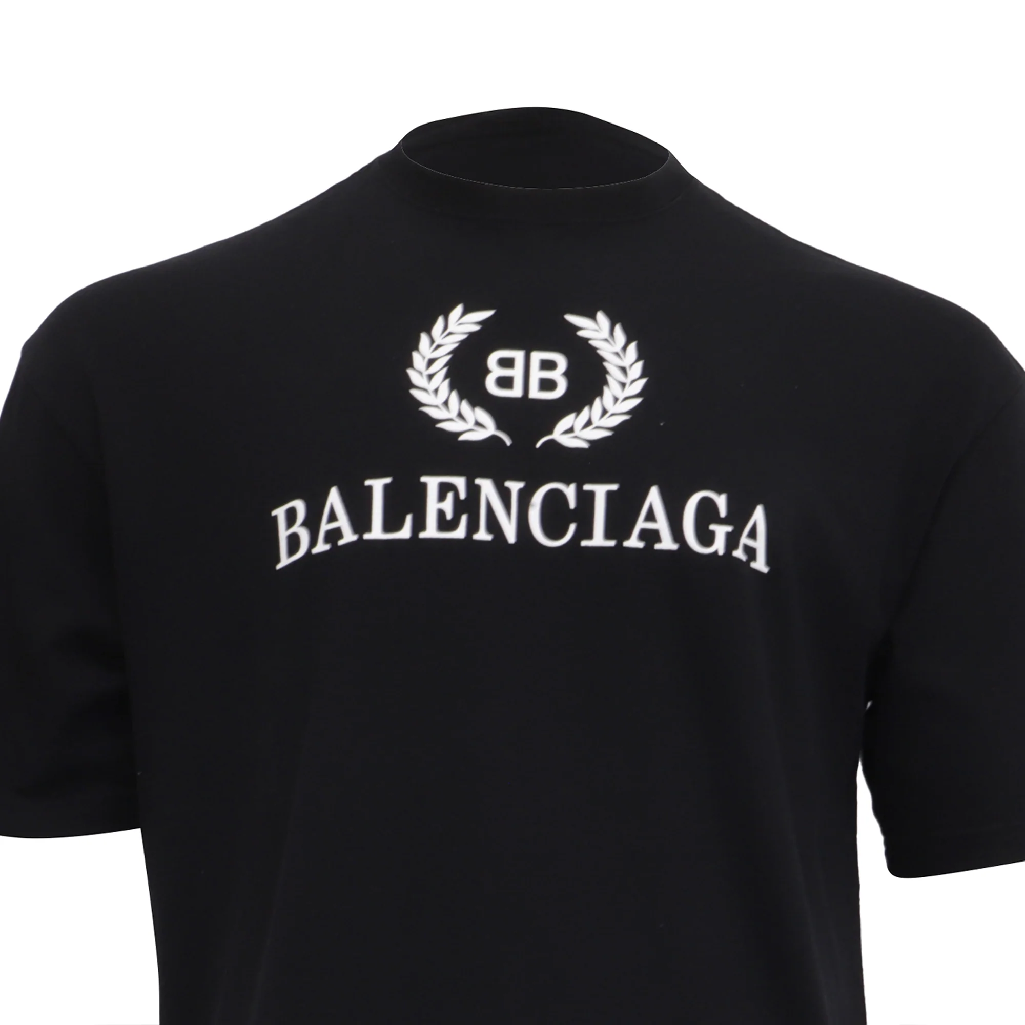Men's Balenciaga BB Logo-Print T-Shirt in Black Cotton - Image 2