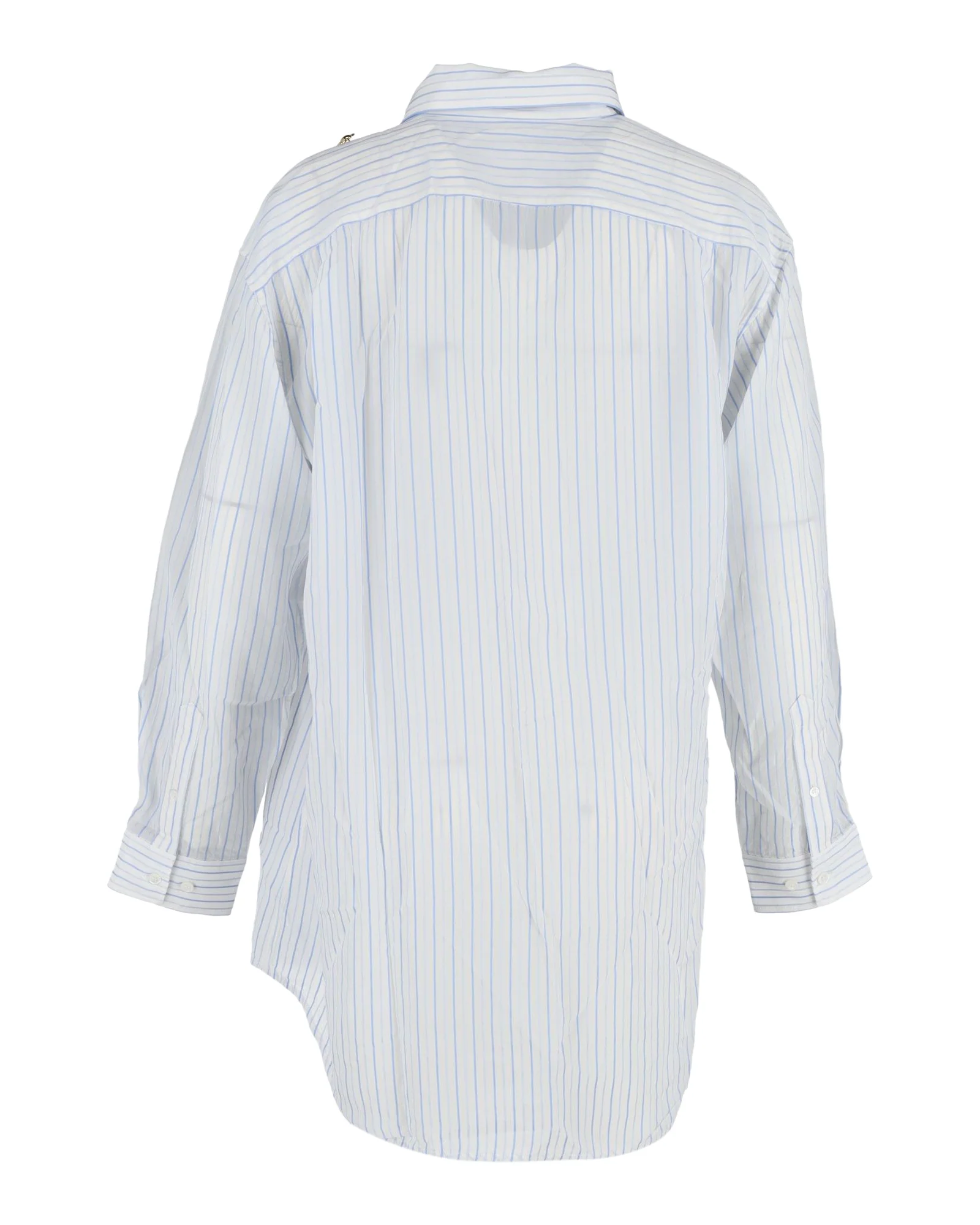 Women's Balenciaga Asymmetric Striped Shirt in White Cotton - Image 3