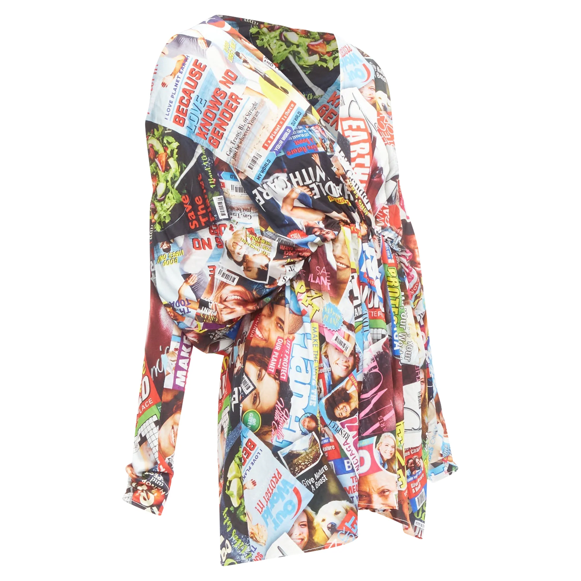 Women's Balenciaga cover girl magazine tabloid v neck mini dress - Image 3
