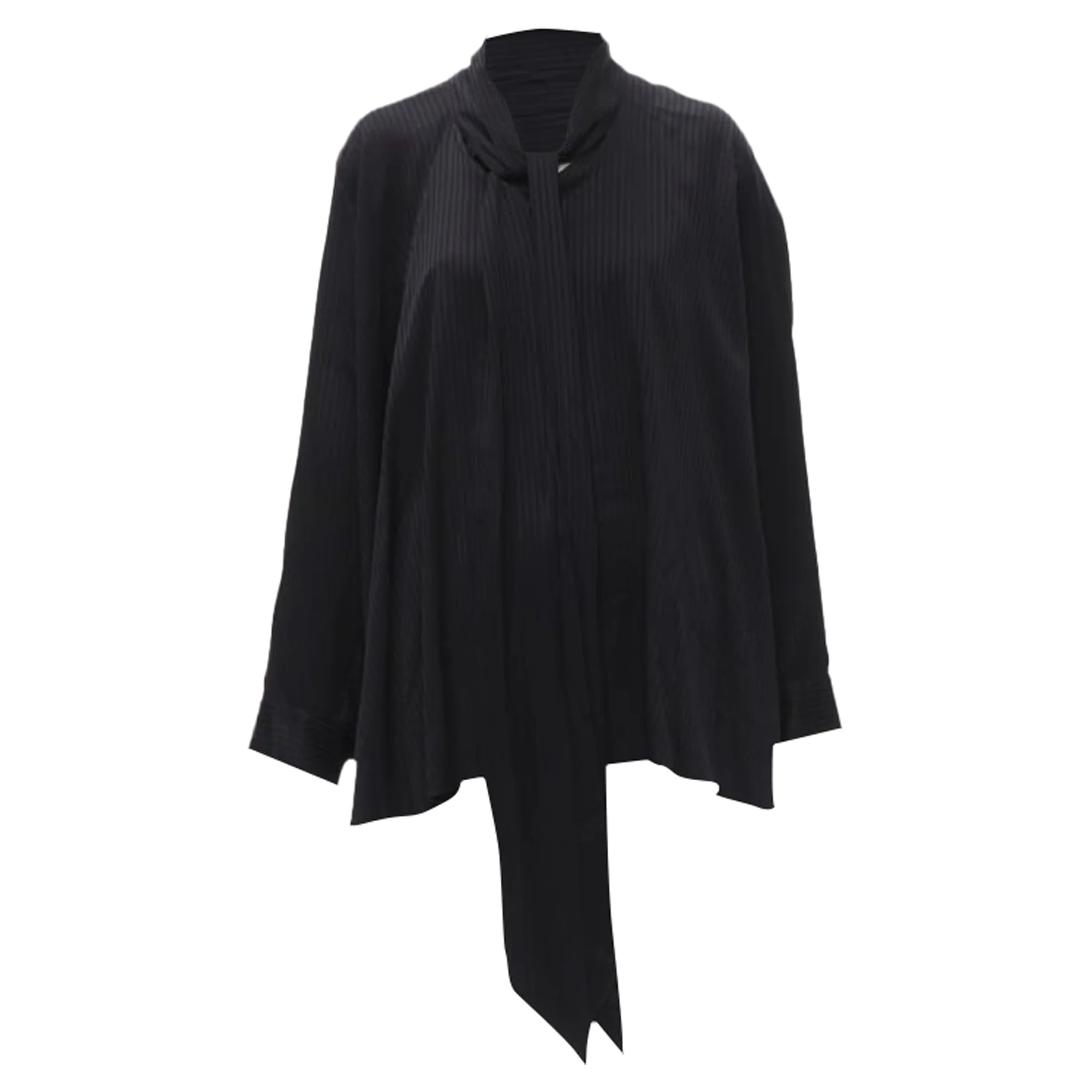 Women's Balenciaga Demna striped psy bow cascade hem oversized shirt