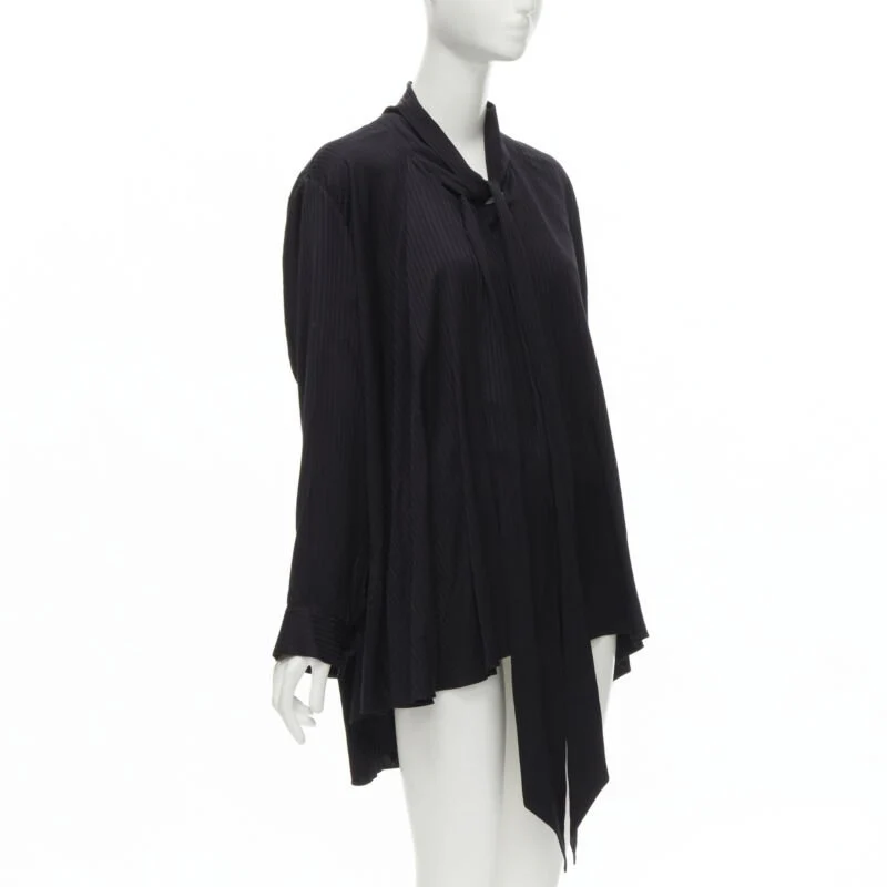 Women's Balenciaga Demna striped psy bow cascade hem oversized shirt - Image 8