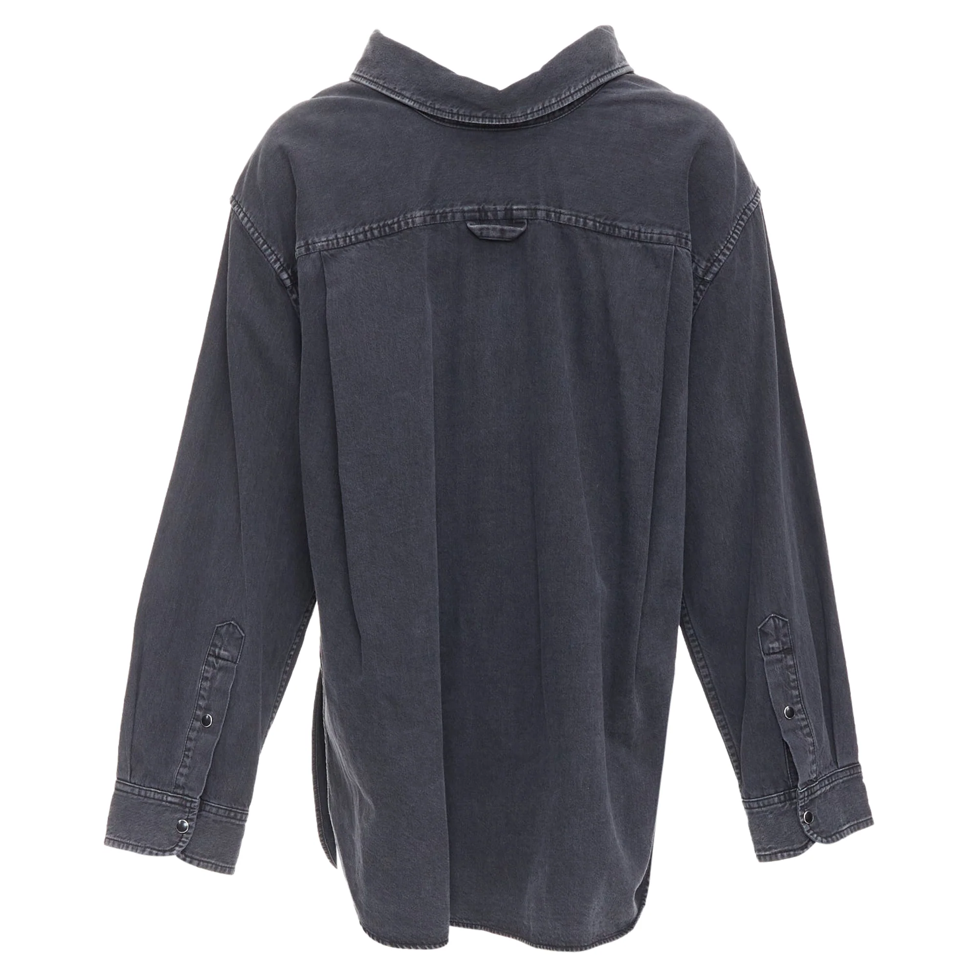 Women's Balenciaga Demna washed denim swing collar oversized shirt - Image 5