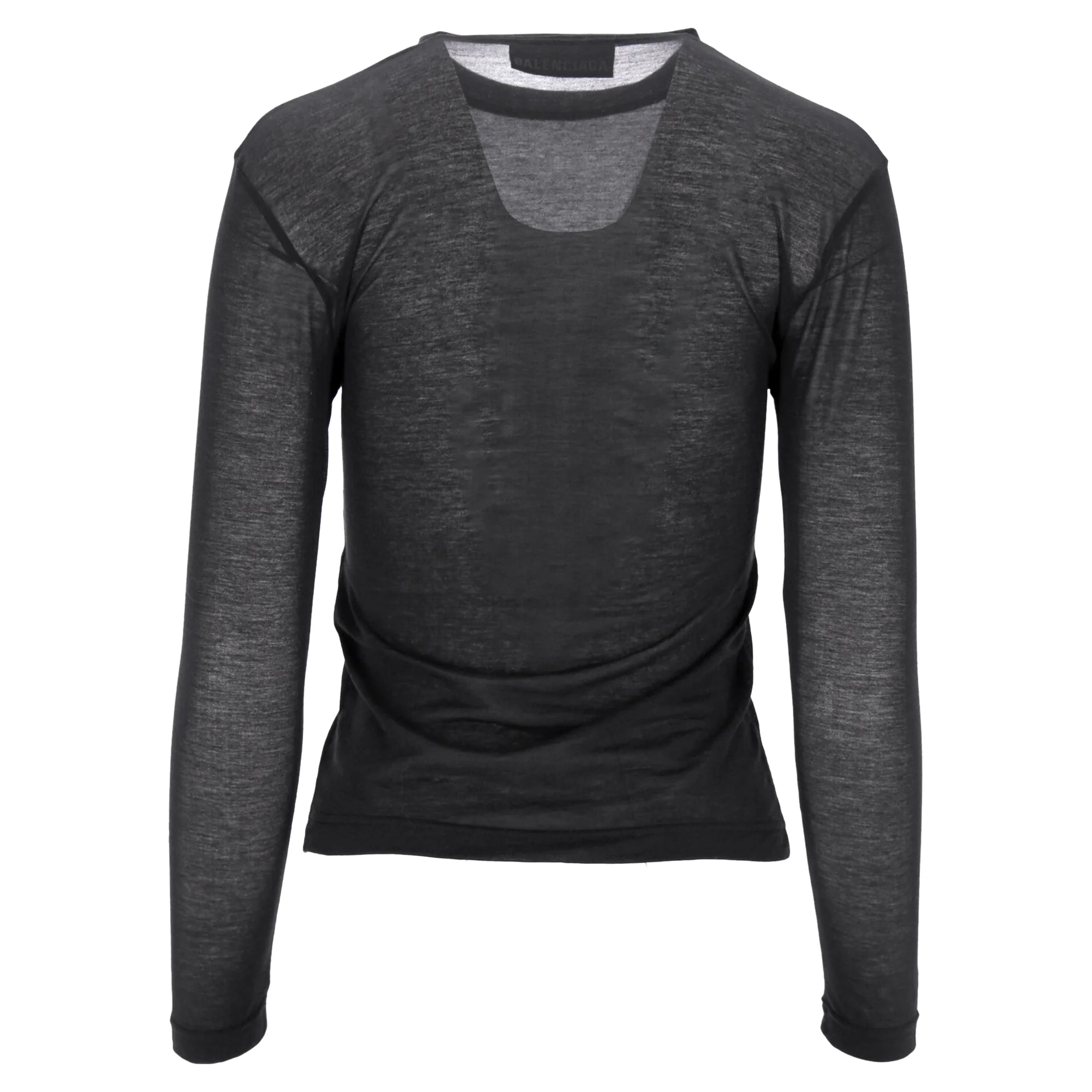 Women's Balenciaga Fitted Crewneck Long Sleeve Top in Grey Cotton - Image 3