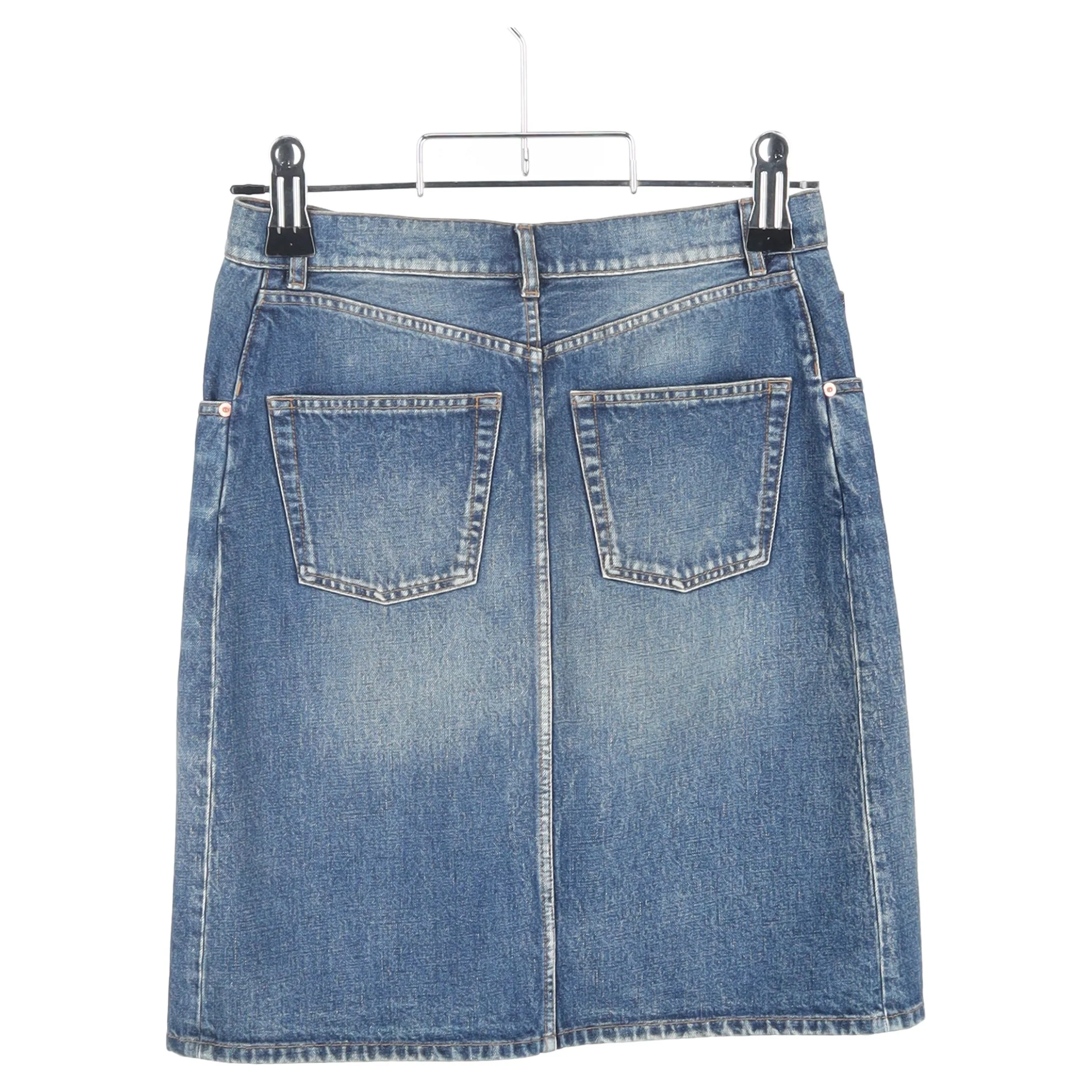Women's Balenciaga Front Slit Skirt in Light Blue Denim - Image 7