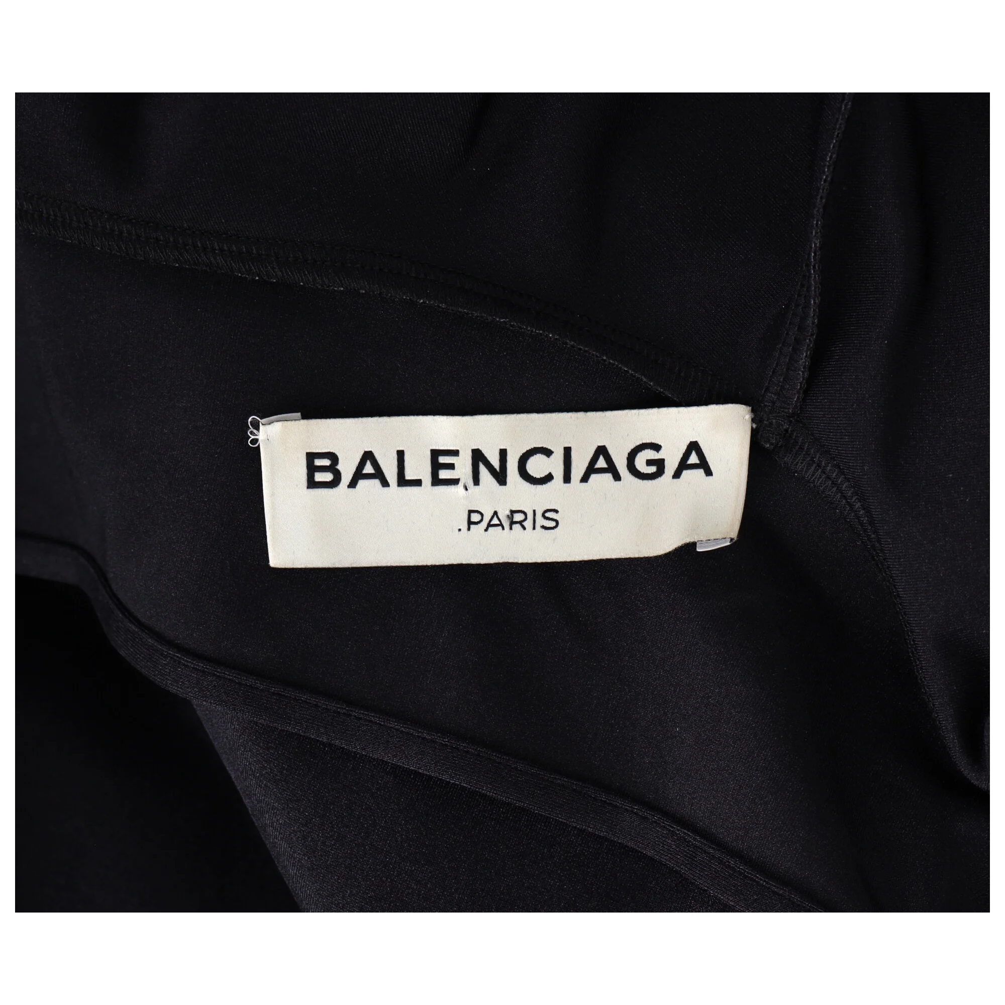 Women's Balenciaga Mock Neck Midi Flared Dress in Black Polyester - Image 9
