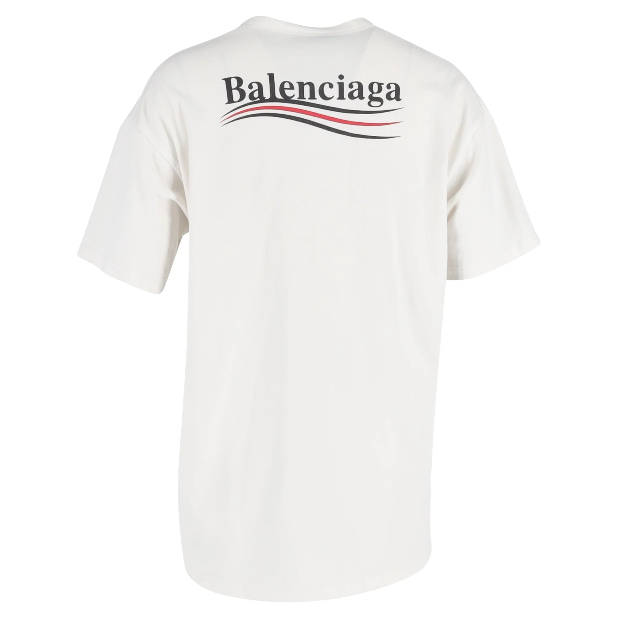 Women's Balenciaga Political Campaign Logo Print T-Shirt in White Cotton - Image 3