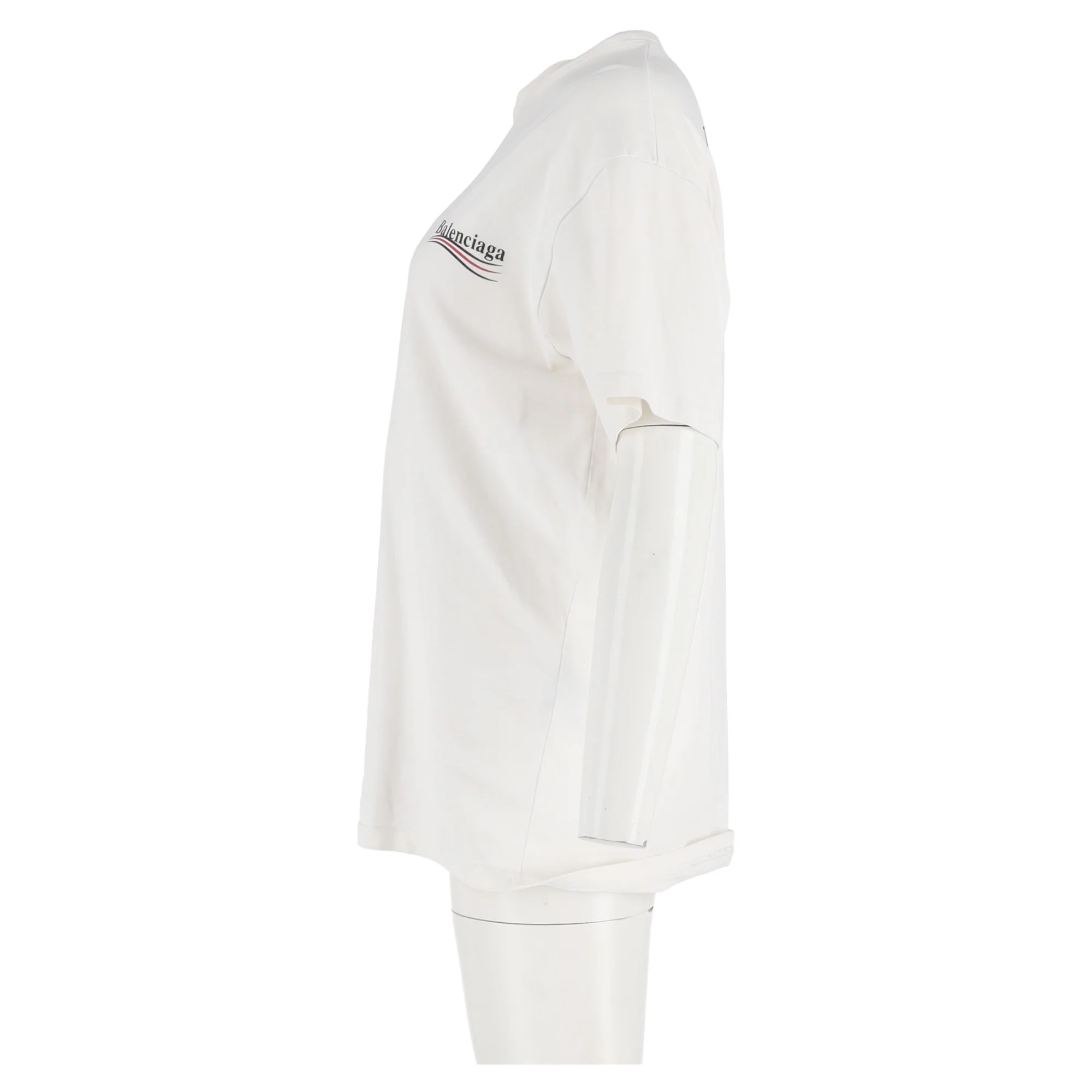 Women's Balenciaga Political Campaign Logo Print T-Shirt in White Cotton - Image 8