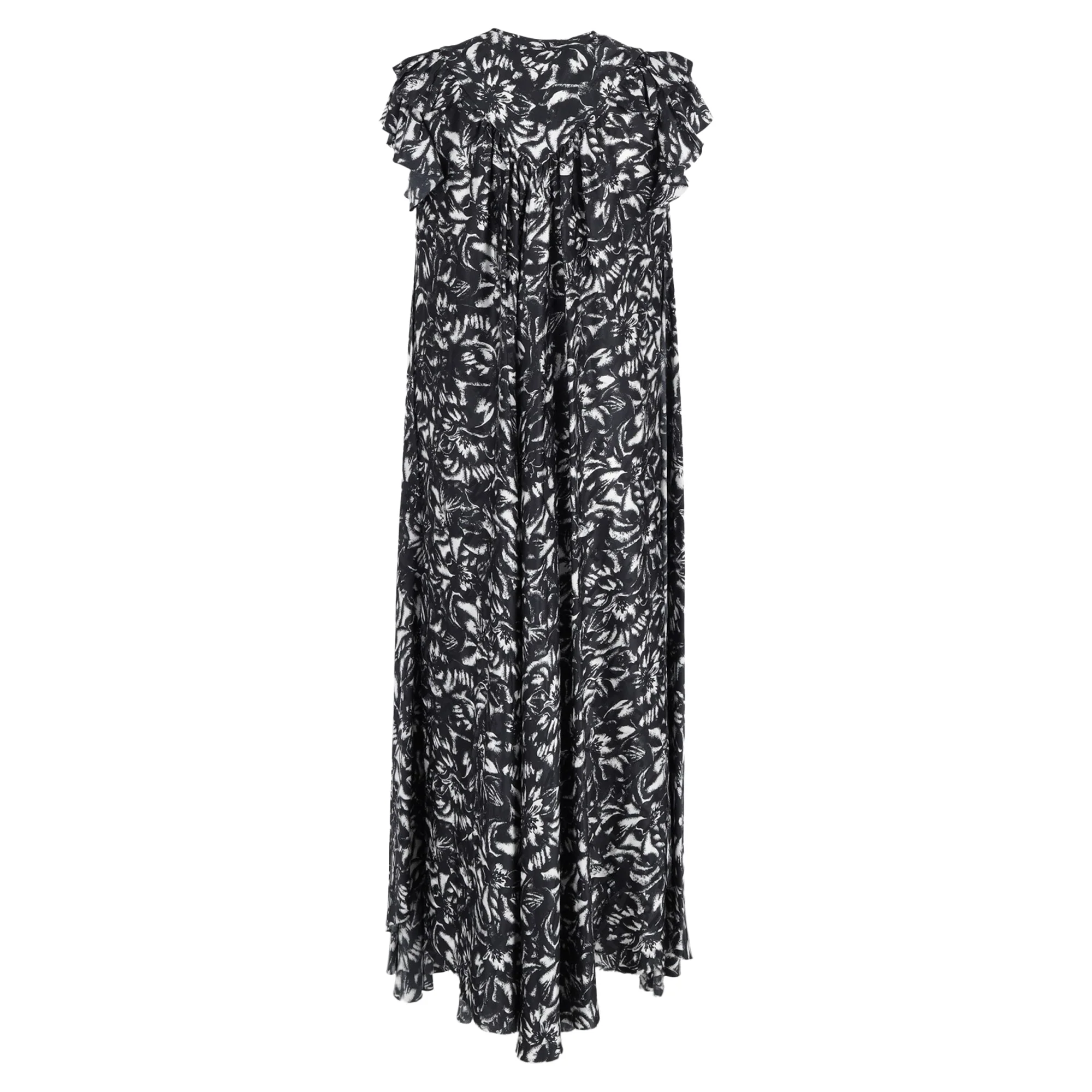 Women's Balenciaga Printed Midi Length Tent Dress in Black Silk - Image 3
