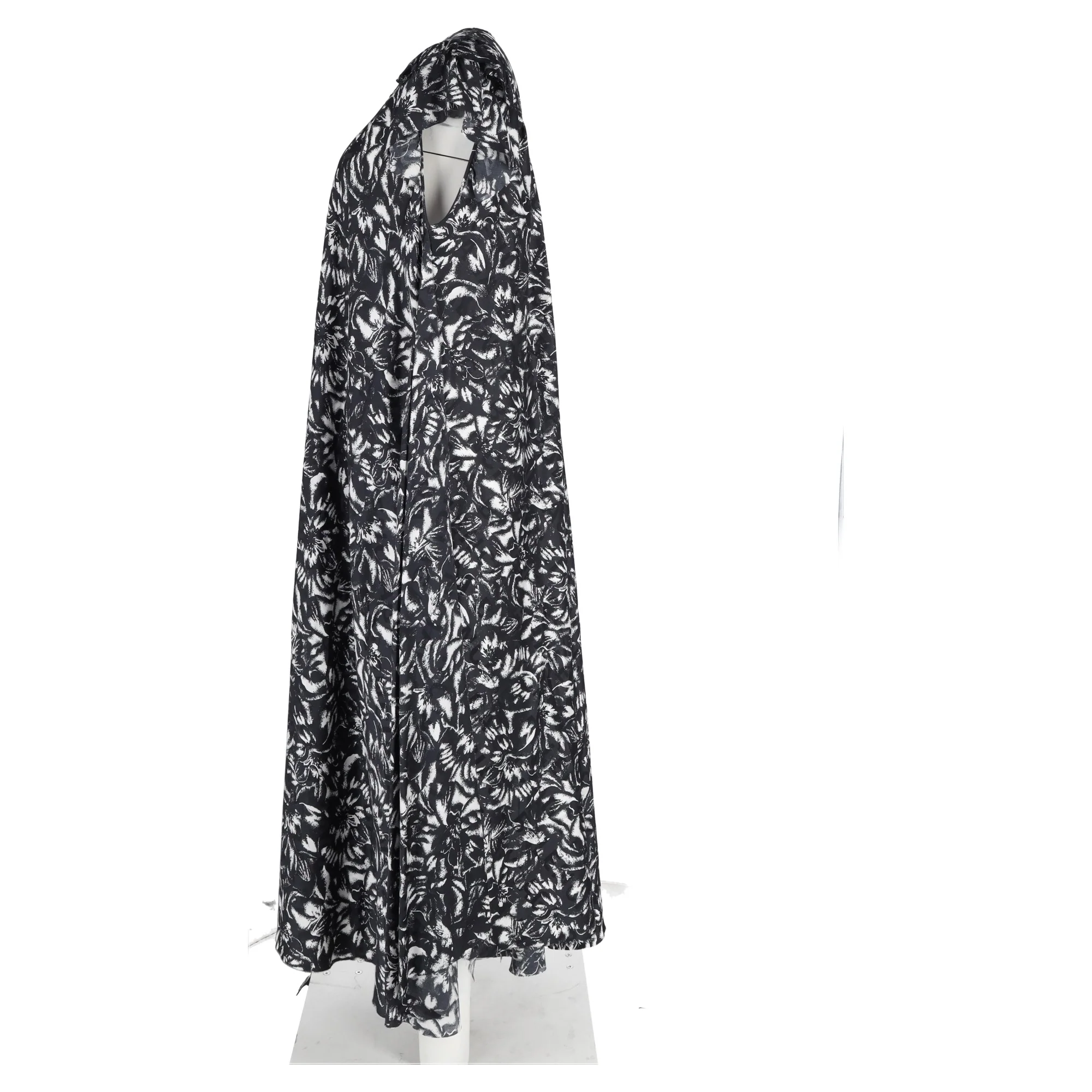 Women's Balenciaga Printed Midi Length Tent Dress in Black Silk - Image 7