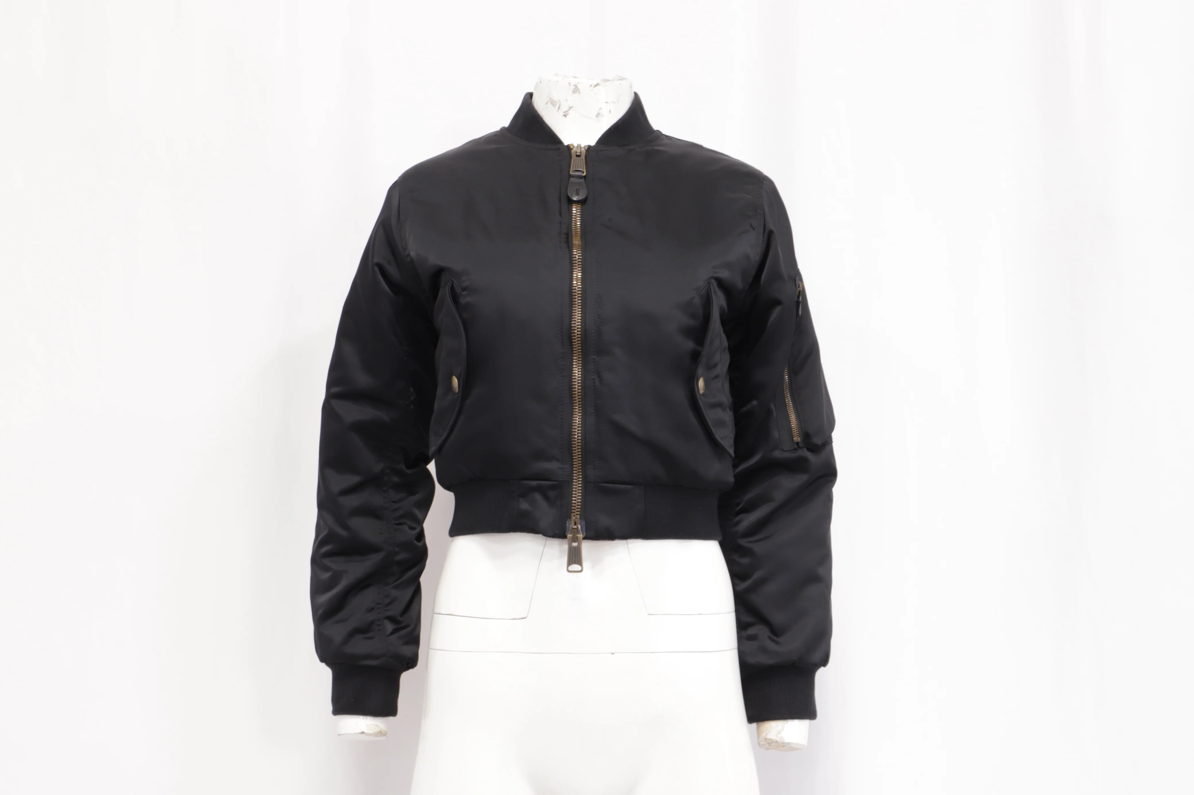 Women's Balenciaga Shrunk Bomber Jacket in Black Polyamide - Image 8
