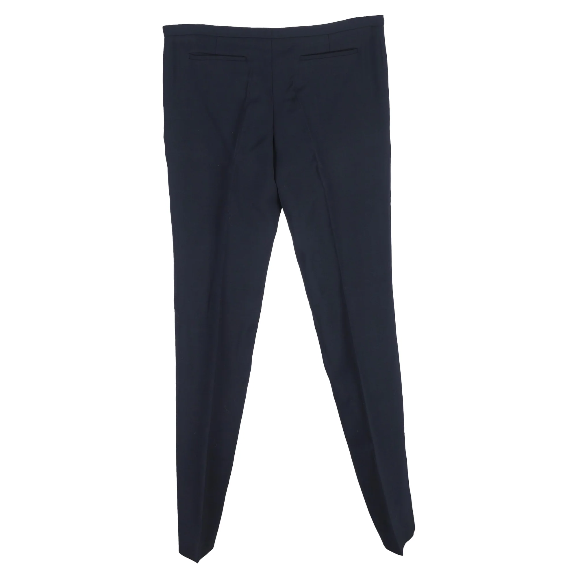 Women's Balenciaga Straight Leg Trousers in Navy Blue Wool - Image 2