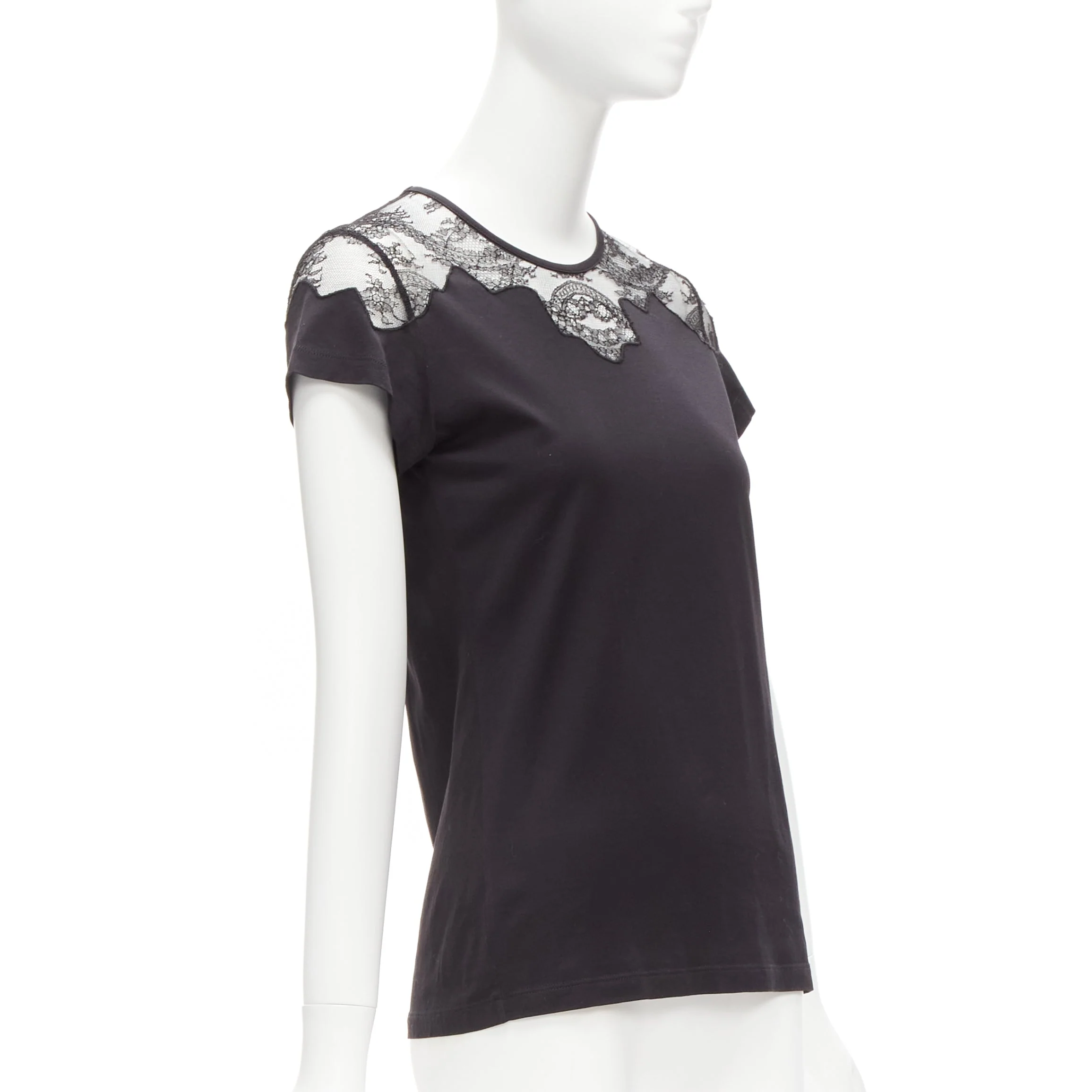 Women's Balenciaga T'S lace shoulder insert tshirt top - Image 9