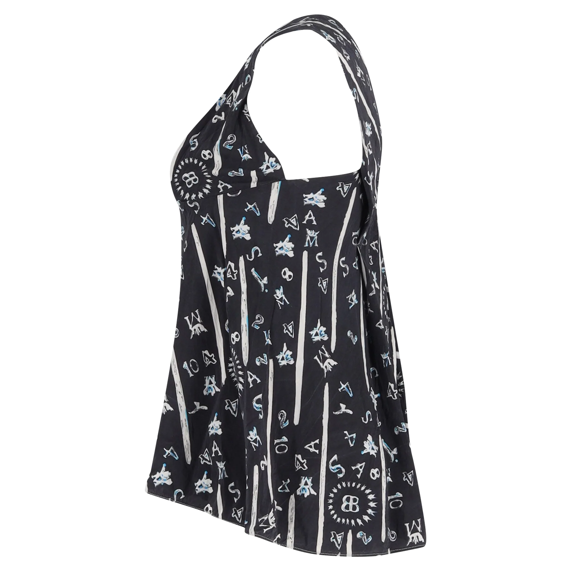 Women's Balenciaga V-neck Printed Top in Black Silk - Image 2