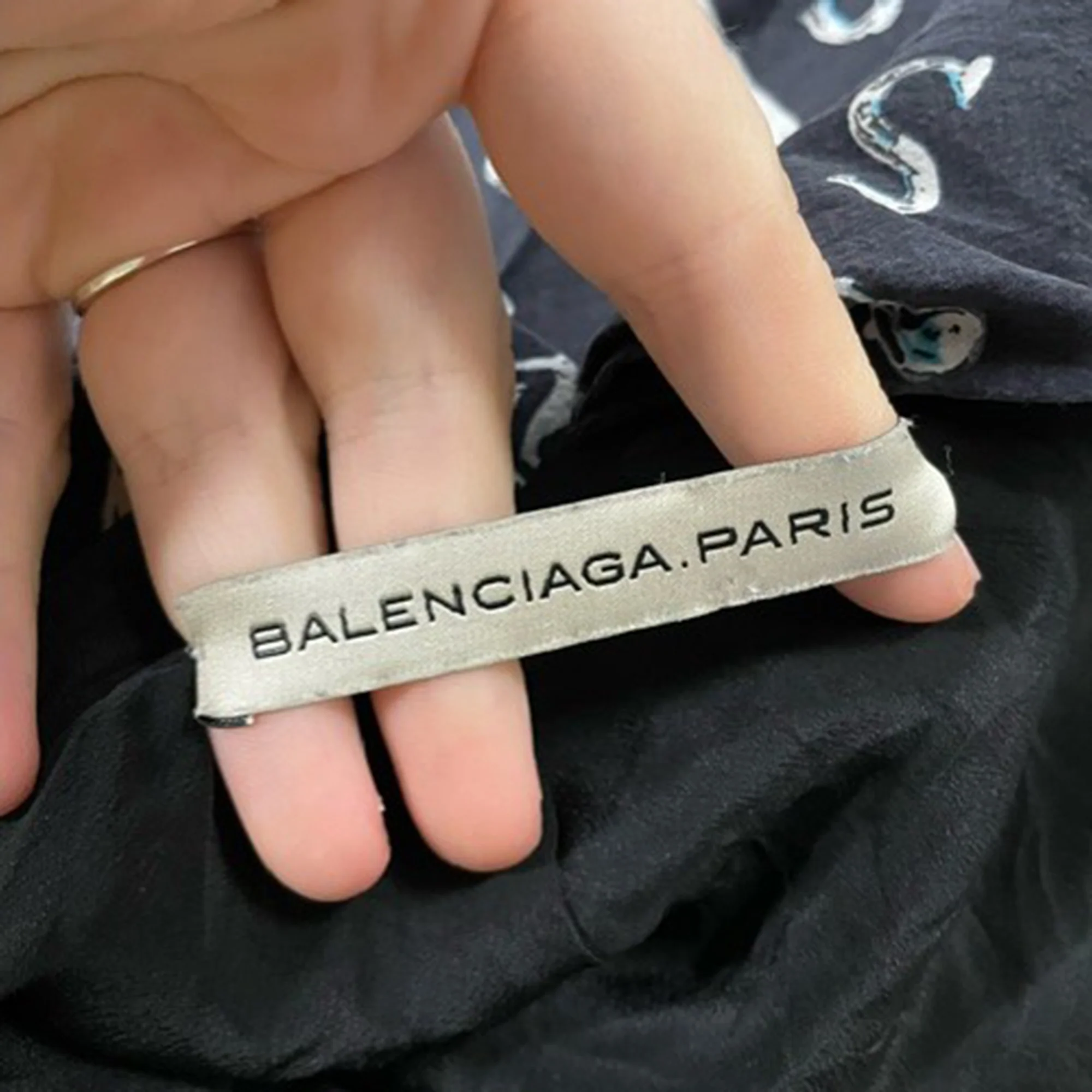 Women's Balenciaga V-neck Printed Top in Black Silk - Image 5