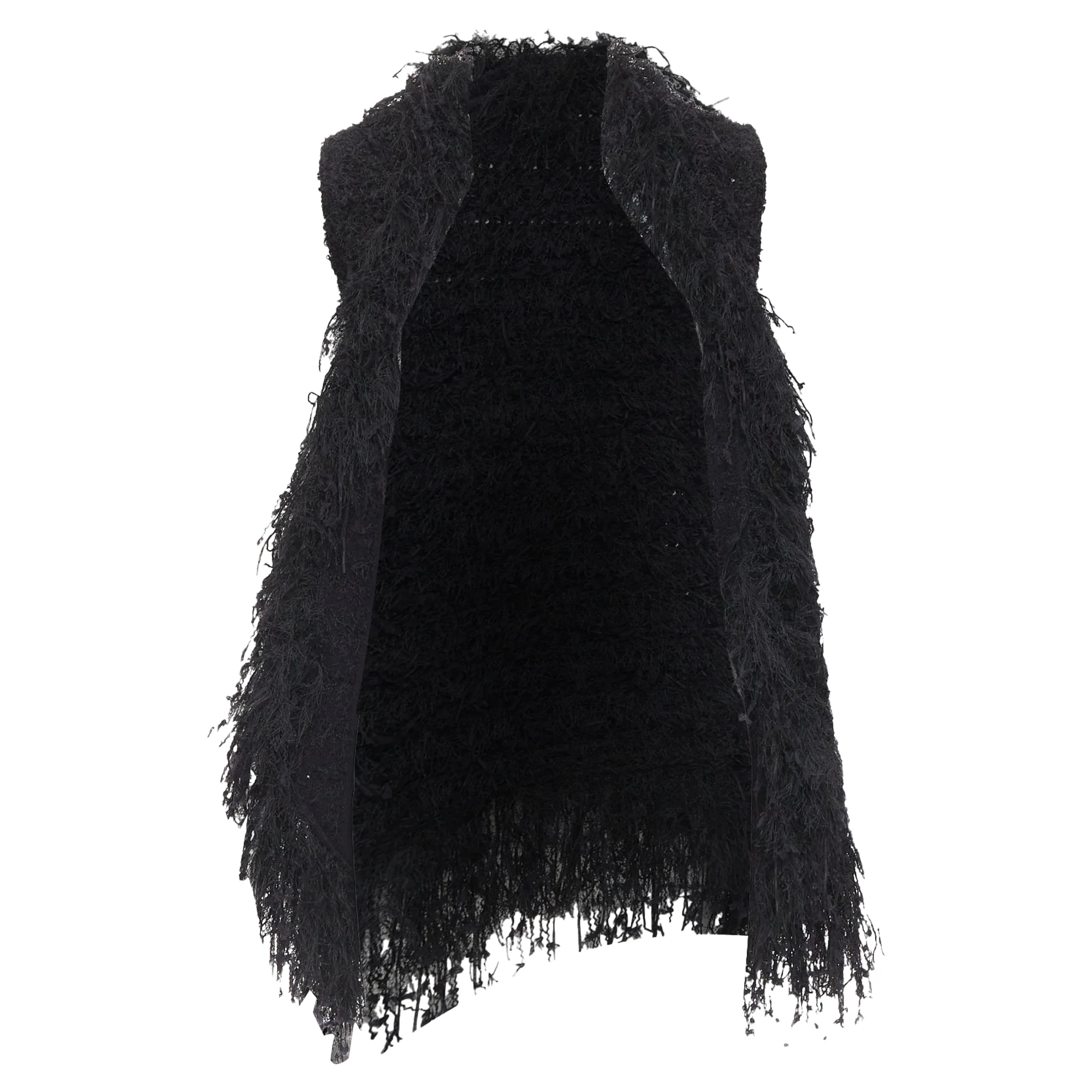 Women's Balmain black tweed drape vest