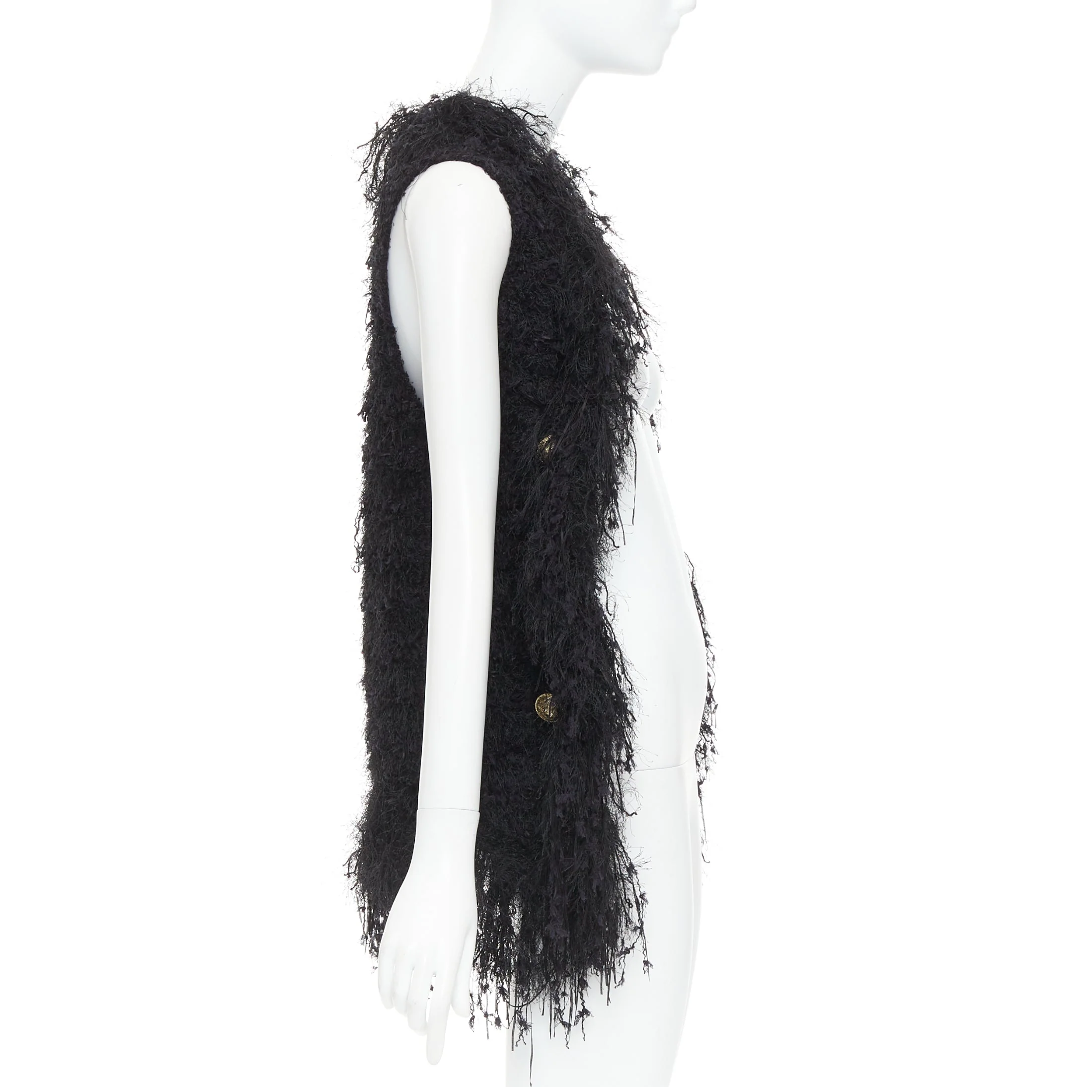 Women's Balmain black tweed drape vest - Image 10