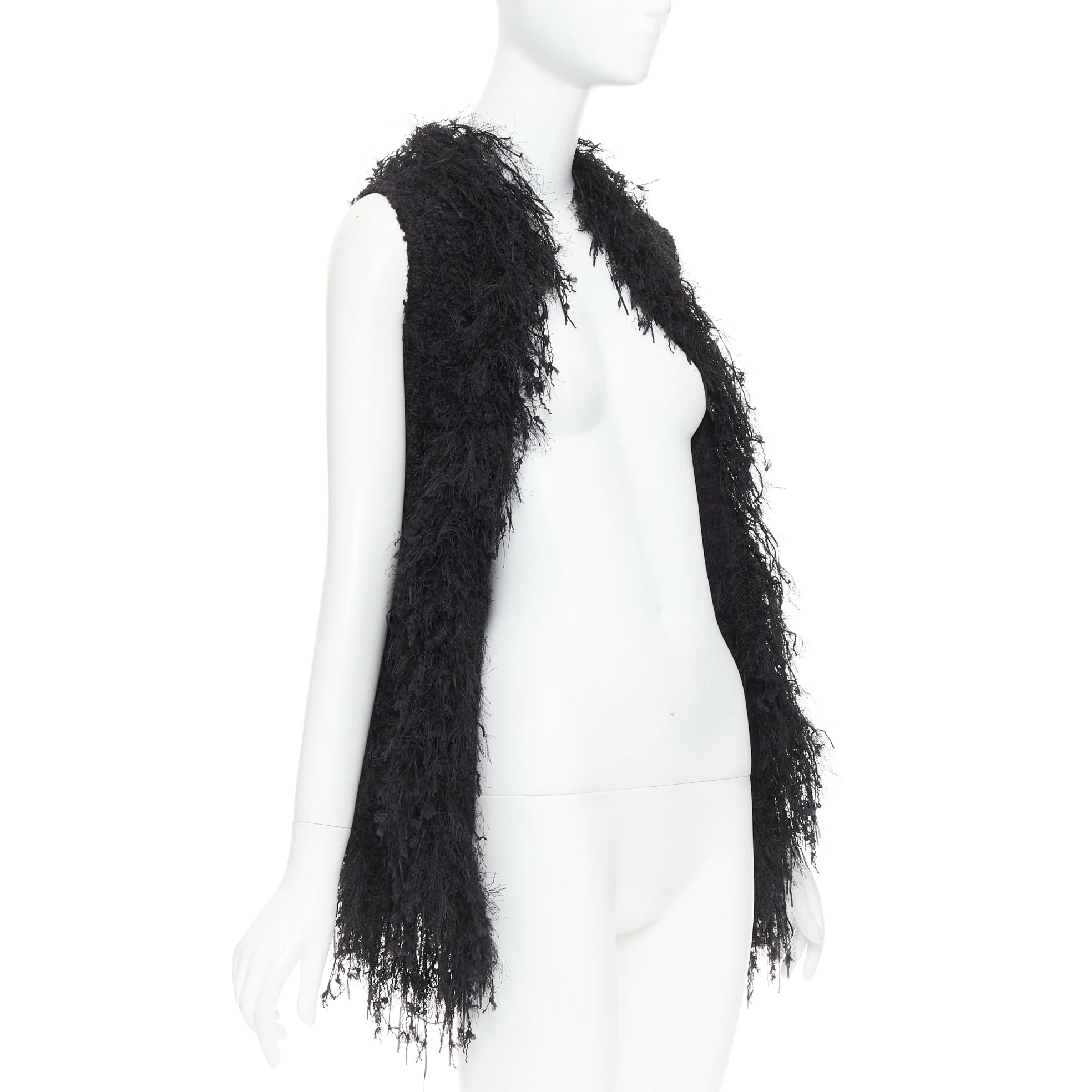 Women's Balmain black tweed drape vest - Image 7