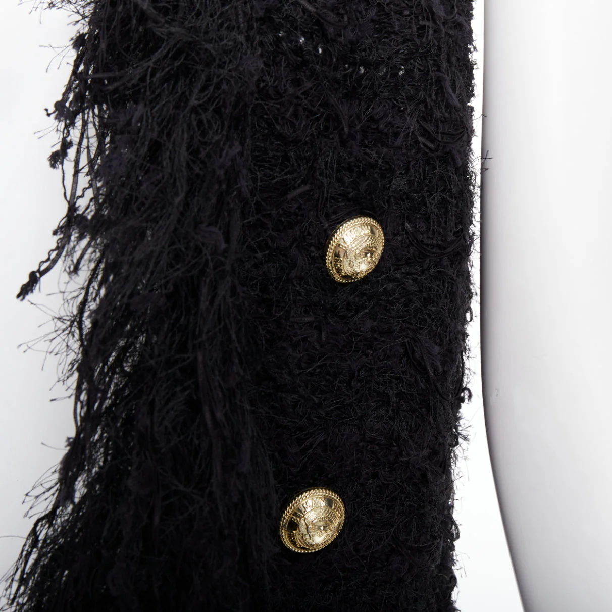 Women's Balmain black tweed drape vest - Image 8