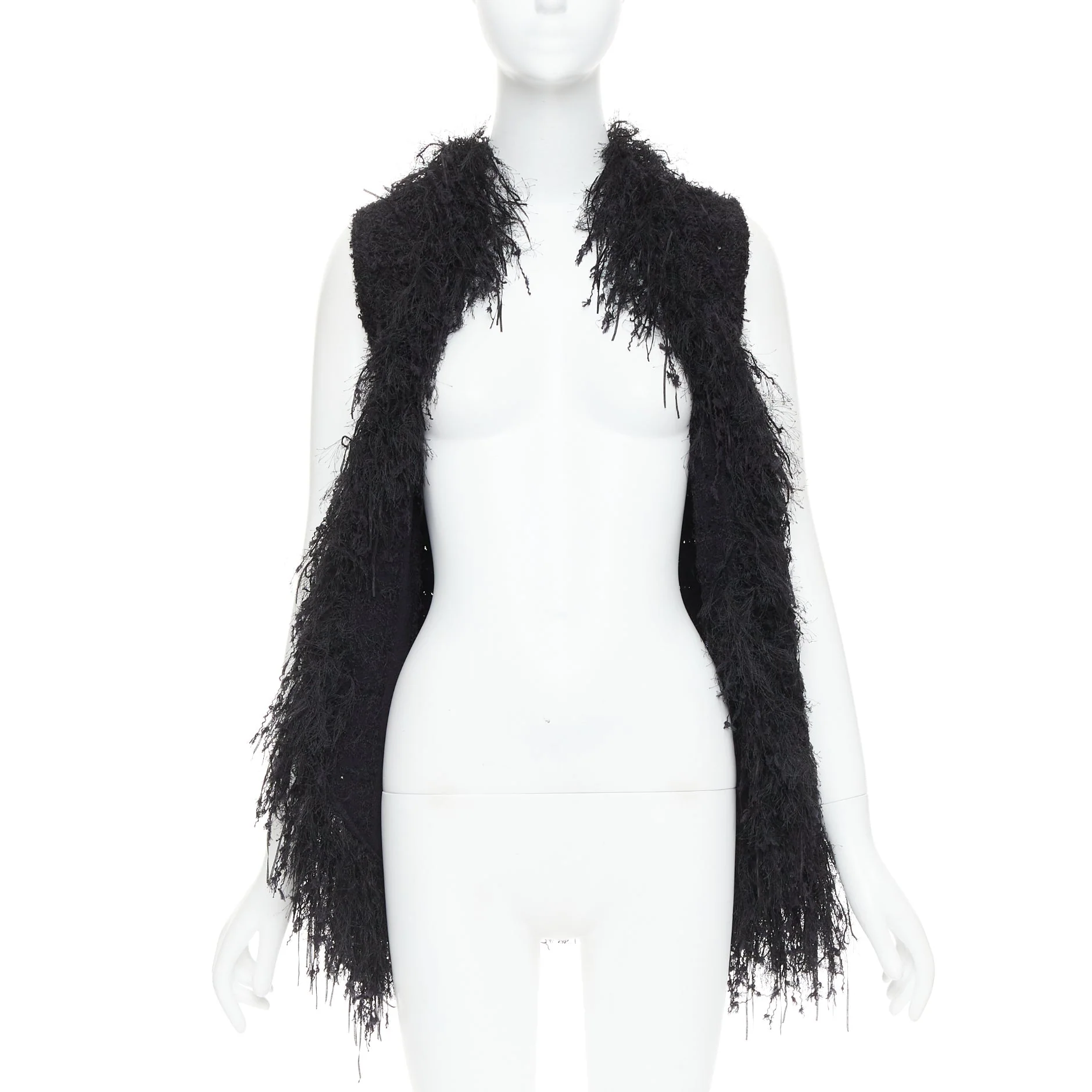Women's Balmain black tweed drape vest - Image 9